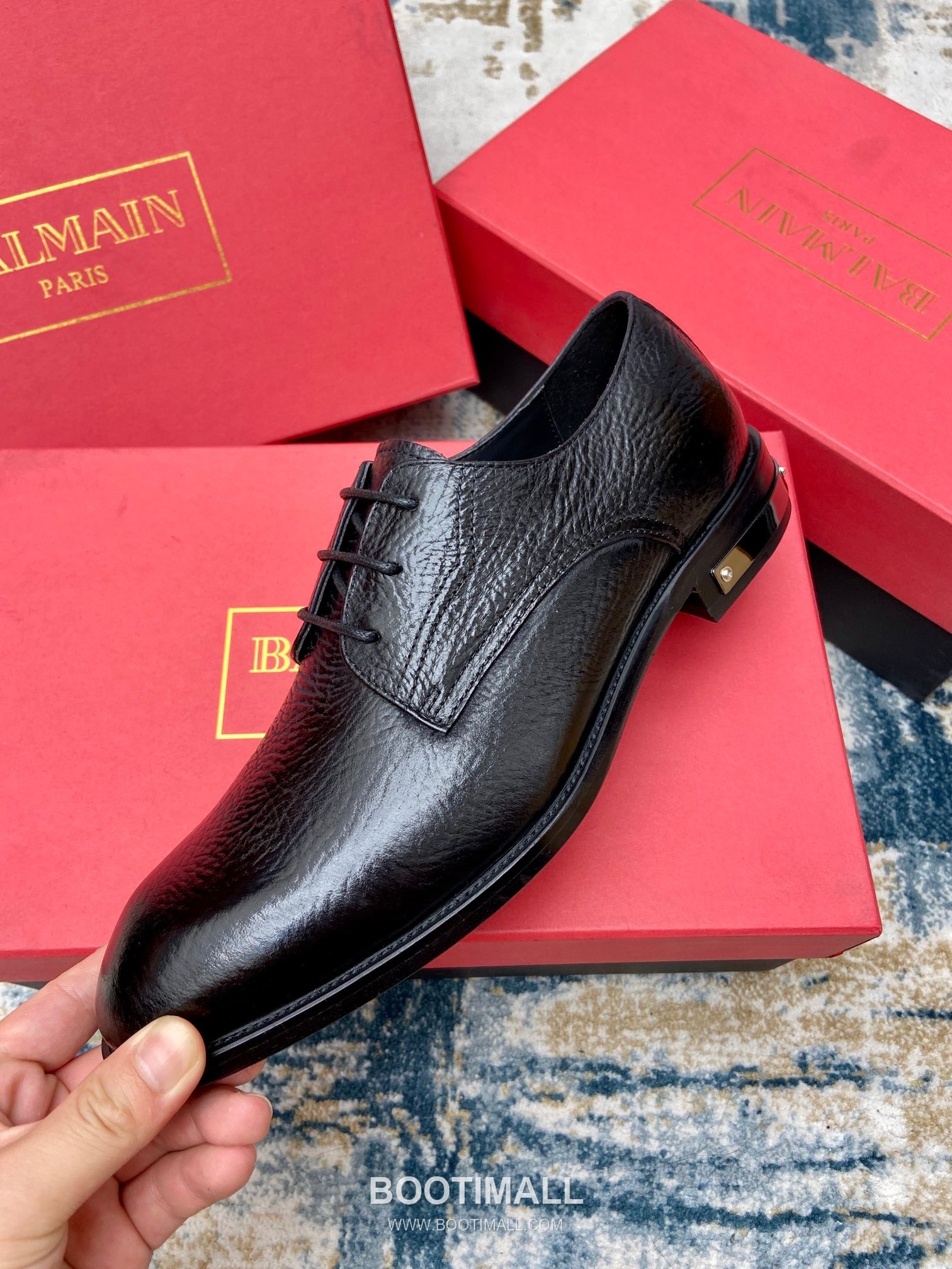 Balmain Calfskin Dress Derby Calfskin Leather Black Dress Shoes 발망 송아지가죽 드레스 더비 송아지가죽 블랙 드레스 슈즈 4