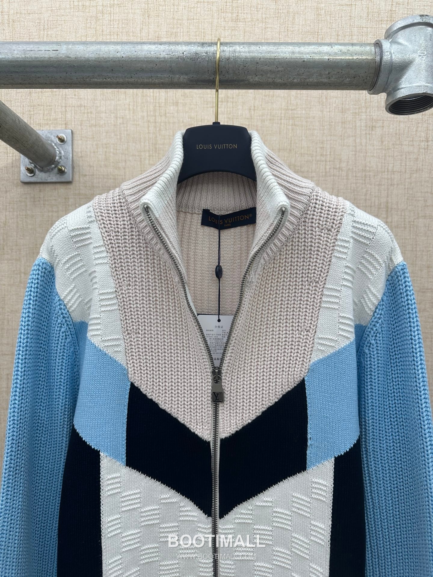 Louis Vuitton Damier Jacquard Zip Knit Cotton Nylon Light Blue Jacket 루이비통 다미에 자카드 집 니트 코튼 나일론 라이트 블루 자켓 10
