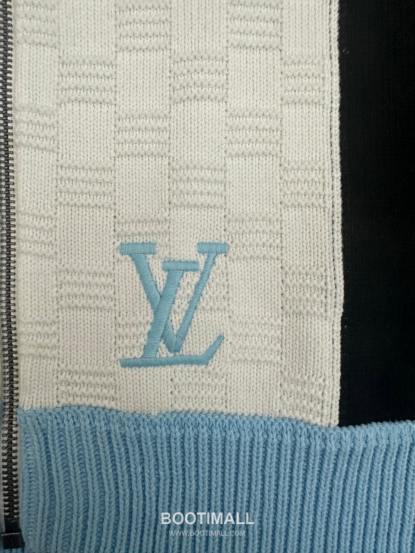 Louis Vuitton Damier Jacquard Zip Knit Cotton Nylon Light Blue Jacket 루이비통 다미에 자카드 집 니트 코튼 나일론 라이트 블루 자켓 15