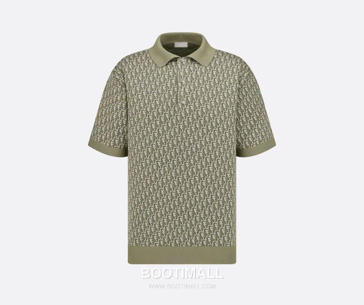 Louis Vuitton Oblique Jacquard Polo Cotton Olive Green Polo Shirt 루이비통 오블리크 자카드 폴로 코튼 올리브 그린 폴로 셔츠 1