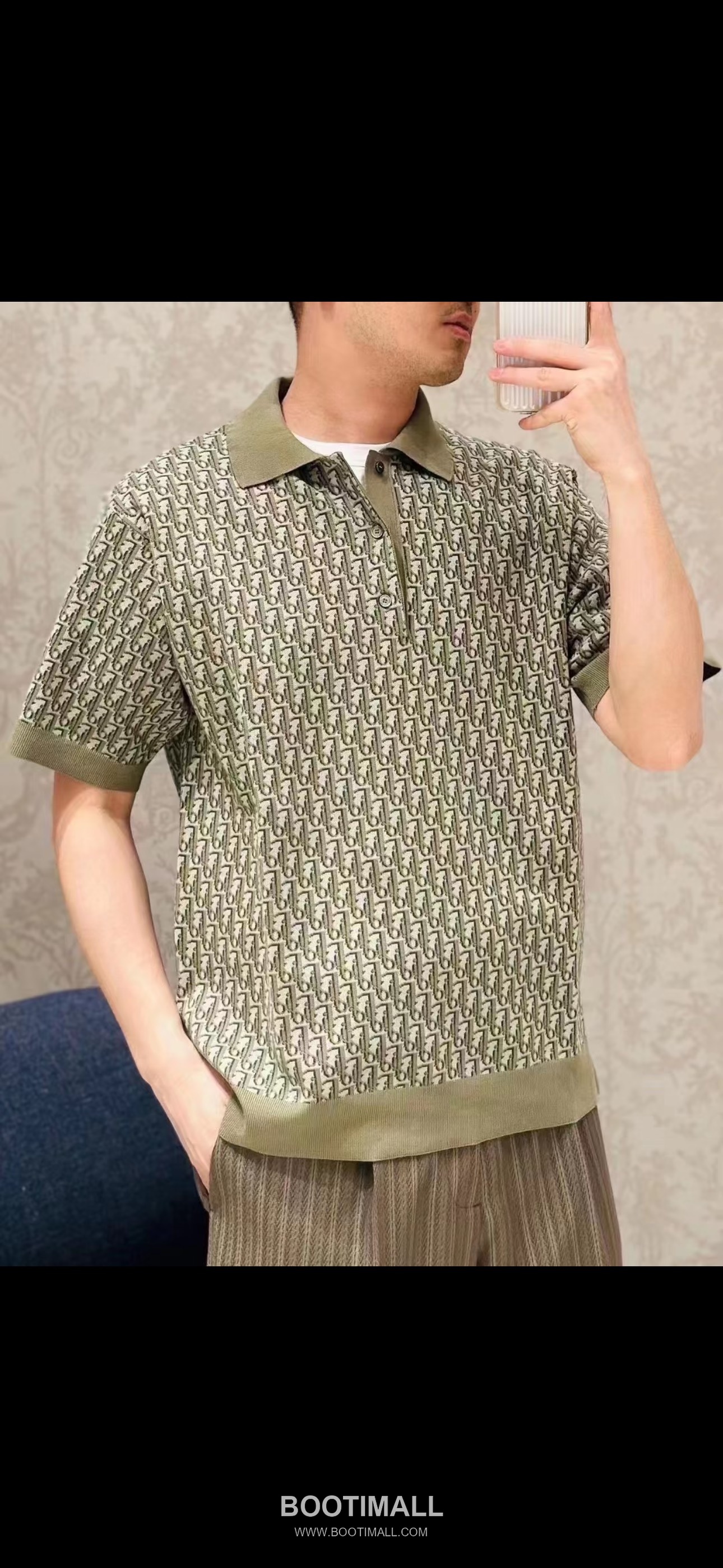 Louis Vuitton Oblique Jacquard Polo Cotton Olive Green Polo Shirt 루이비통 오블리크 자카드 폴로 코튼 올리브 그린 폴로 셔츠 2