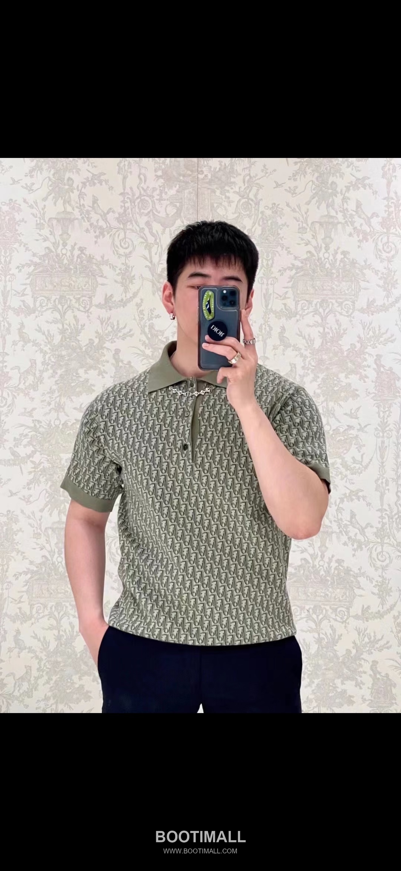 Louis Vuitton Oblique Jacquard Polo Cotton Olive Green Polo Shirt 루이비통 오블리크 자카드 폴로 코튼 올리브 그린 폴로 셔츠 3