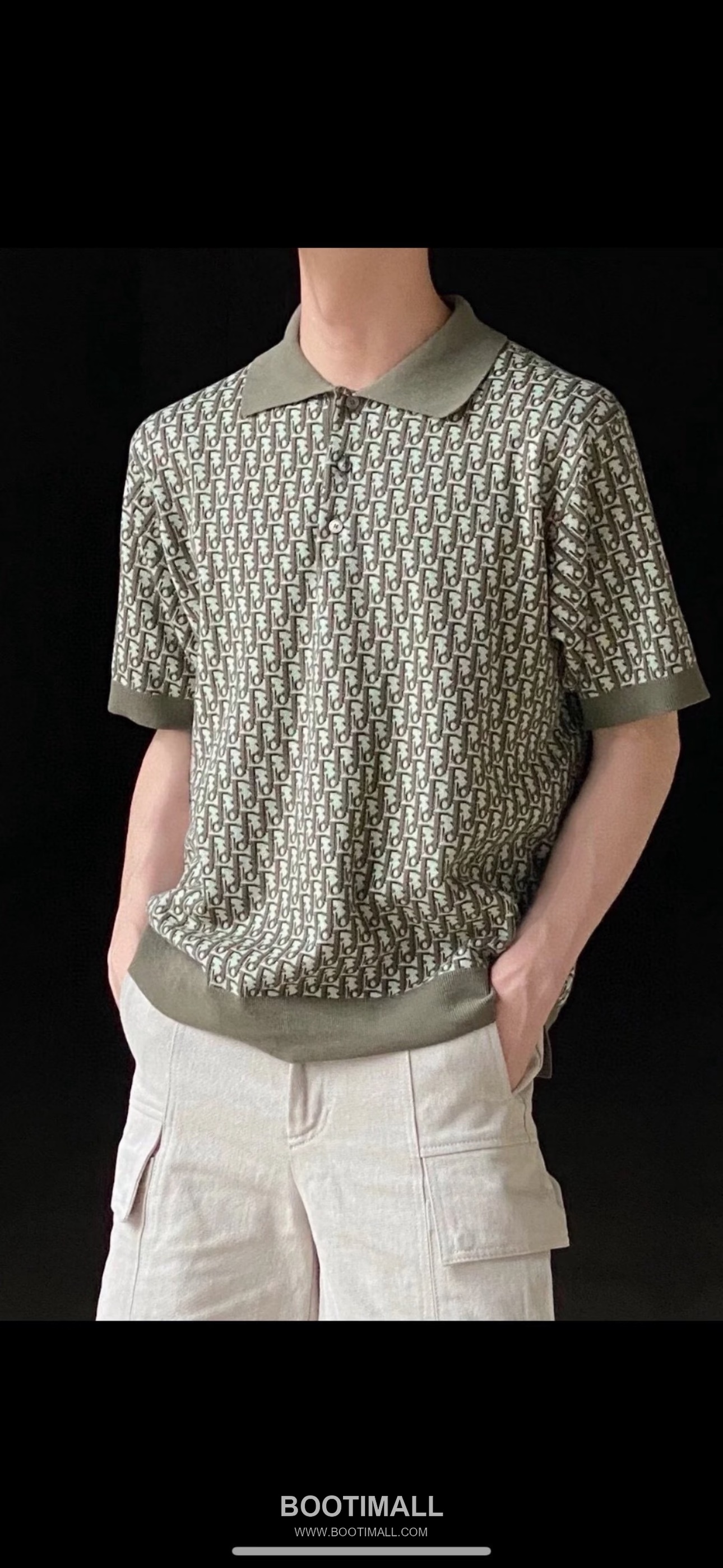 Louis Vuitton Oblique Jacquard Polo Cotton Olive Green Polo Shirt 루이비통 오블리크 자카드 폴로 코튼 올리브 그린 폴로 셔츠 4
