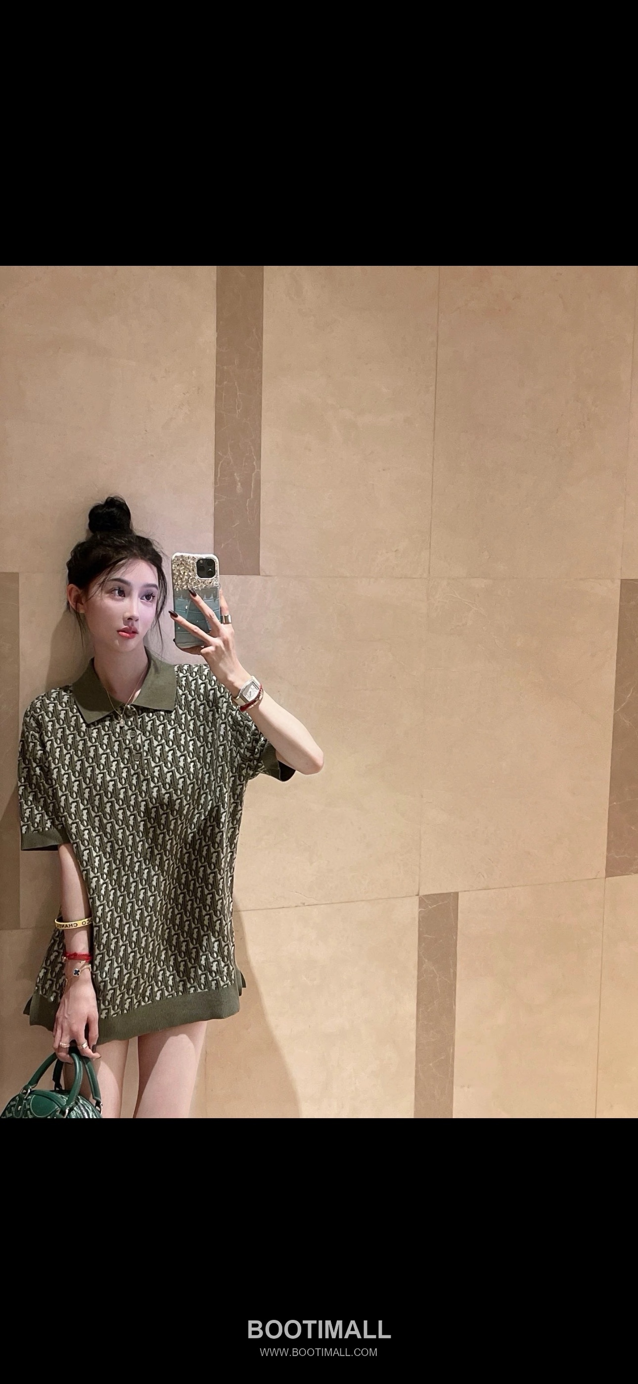 Louis Vuitton Oblique Jacquard Polo Cotton Olive Green Polo Shirt 루이비통 오블리크 자카드 폴로 코튼 올리브 그린 폴로 셔츠 5