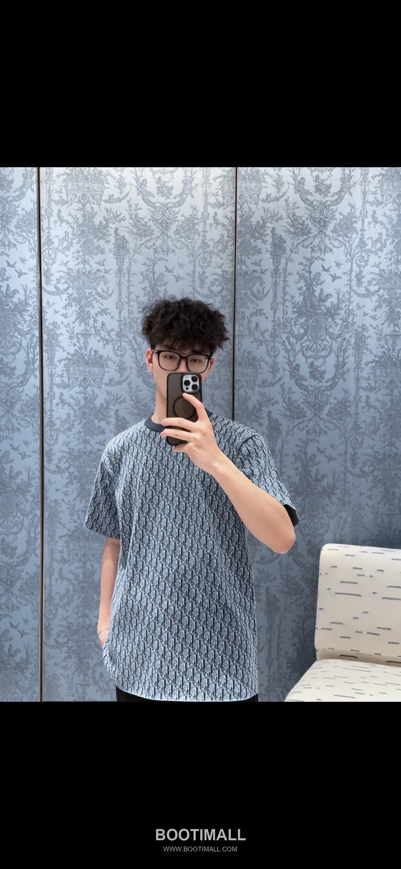 Louis Vuitton Oblique Jacquard Tee Cotton Blue T-Shirt 루이비통 오블리크 자카드 티 코튼 블루 반소매 티셔츠 3