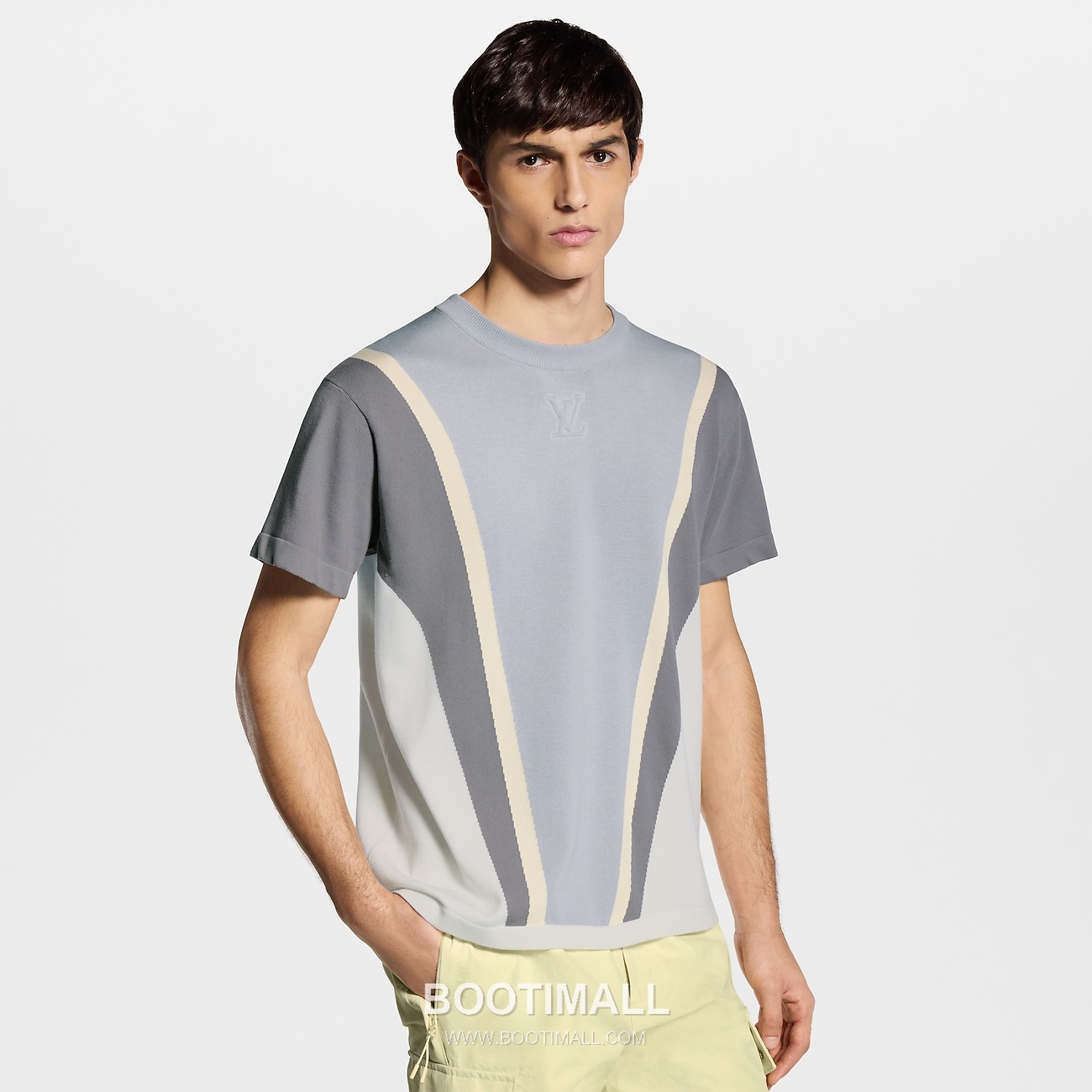 Louis Vuitton Geometric Jacquard Knit Cotton Light Blue T-Shirt 루이비통 지오메트릭 자카드 니트 코튼 라이트 블루 반팔 티셔츠 3
