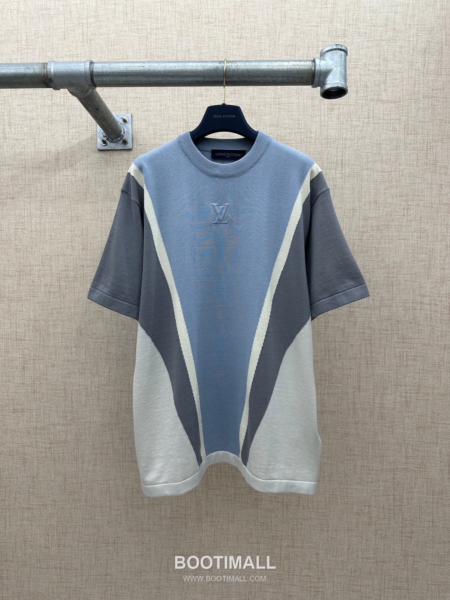 Louis Vuitton Geometric Jacquard Knit Cotton Light Blue T-Shirt 루이비통 지오메트릭 자카드 니트 코튼 라이트 블루 반팔 티셔츠 6