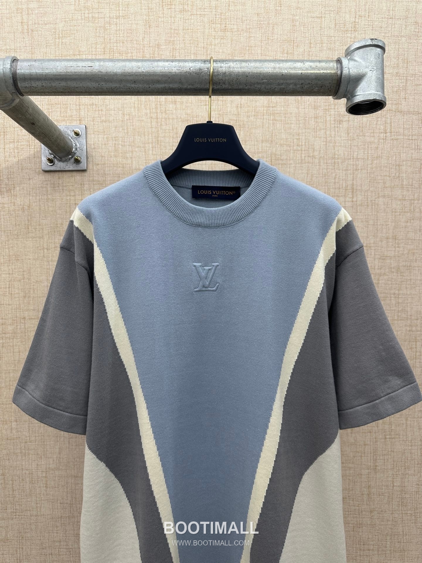 Louis Vuitton Geometric Jacquard Knit Cotton Light Blue T-Shirt 루이비통 지오메트릭 자카드 니트 코튼 라이트 블루 반팔 티셔츠 8