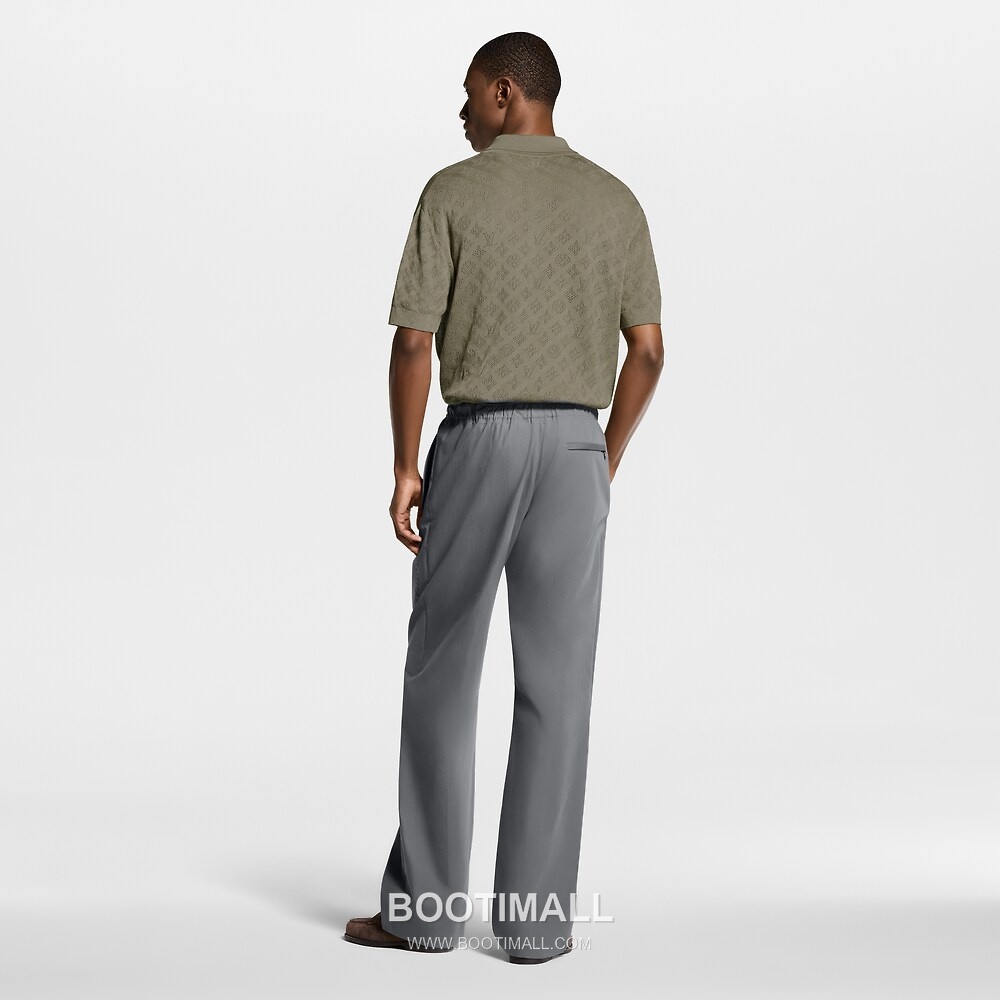 Louis Vuitton Monogram Mesh Polo Cotton Tencel Blend Khaki Polo Shirt 루이비통 모노그램 메쉬 폴로 코튼 텐셀 블렌드 카키 폴로 셔츠 3