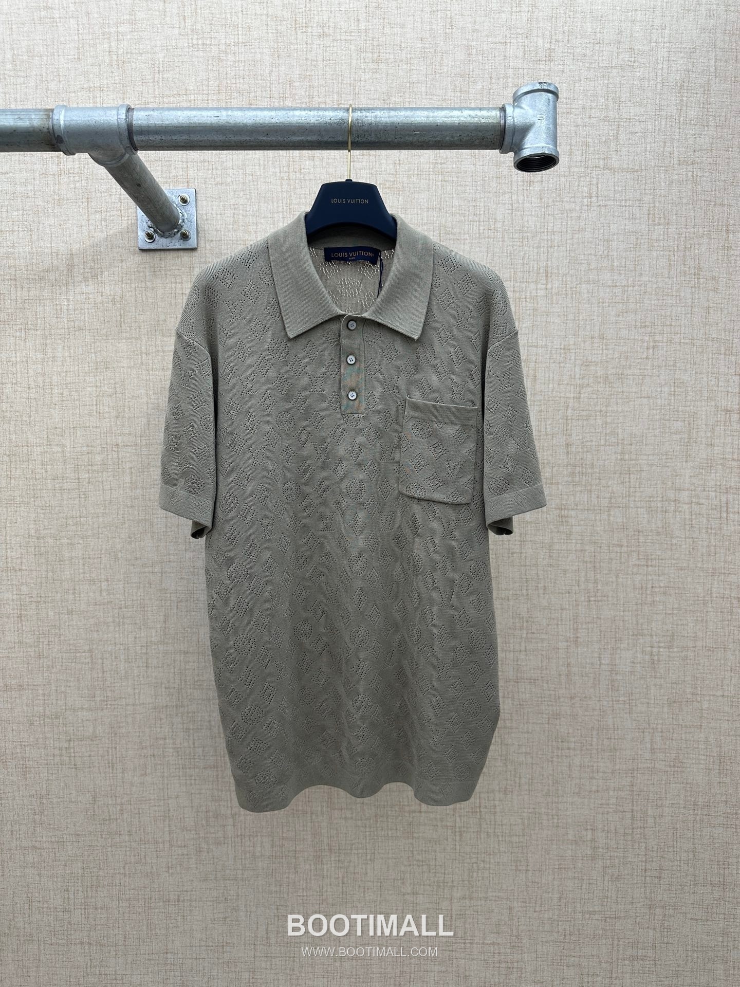 Louis Vuitton Monogram Mesh Polo Cotton Tencel Blend Khaki Polo Shirt 루이비통 모노그램 메쉬 폴로 코튼 텐셀 블렌드 카키 폴로 셔츠 6