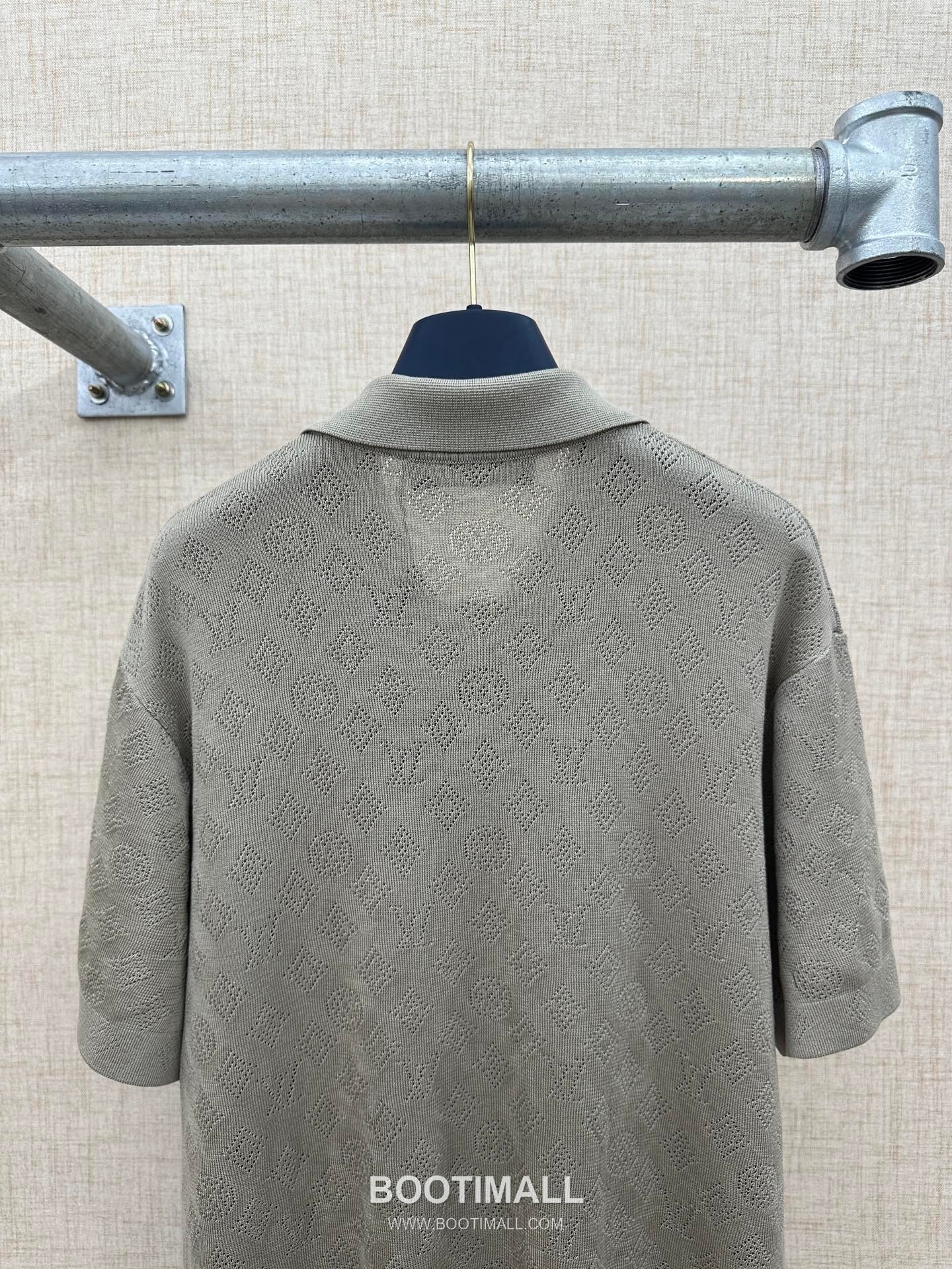 Louis Vuitton Monogram Mesh Polo Cotton Tencel Blend Khaki Polo Shirt 루이비통 모노그램 메쉬 폴로 코튼 텐셀 블렌드 카키 폴로 셔츠 10