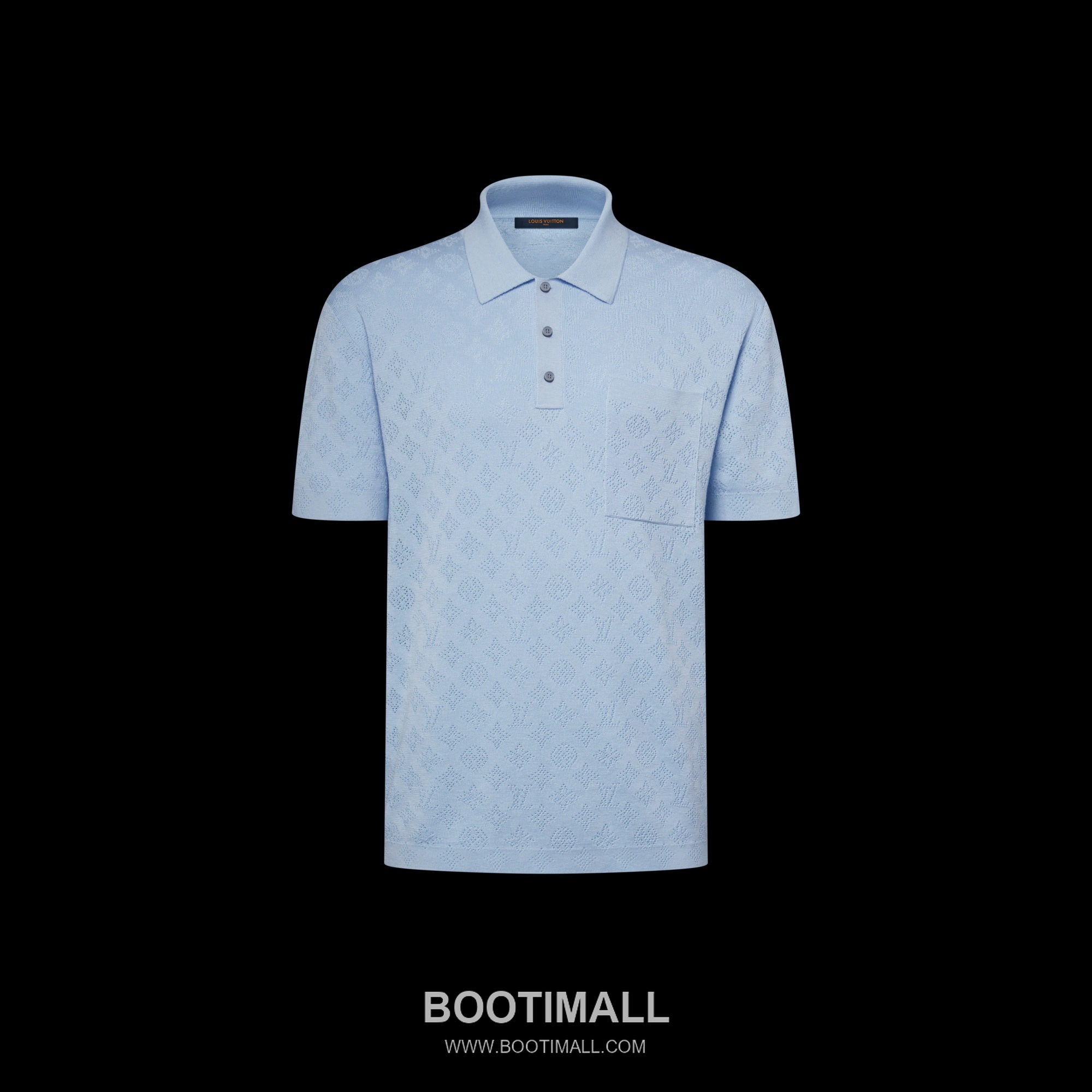 Louis Vuitton Monogram Mesh Polo Cotton Tencel Blend Lavender Blue Short Sleeve Knit 루이비통 모노그램 메쉬 폴로 코튼 텐셀 블렌드 라벤더 블루 반소매 니트 1