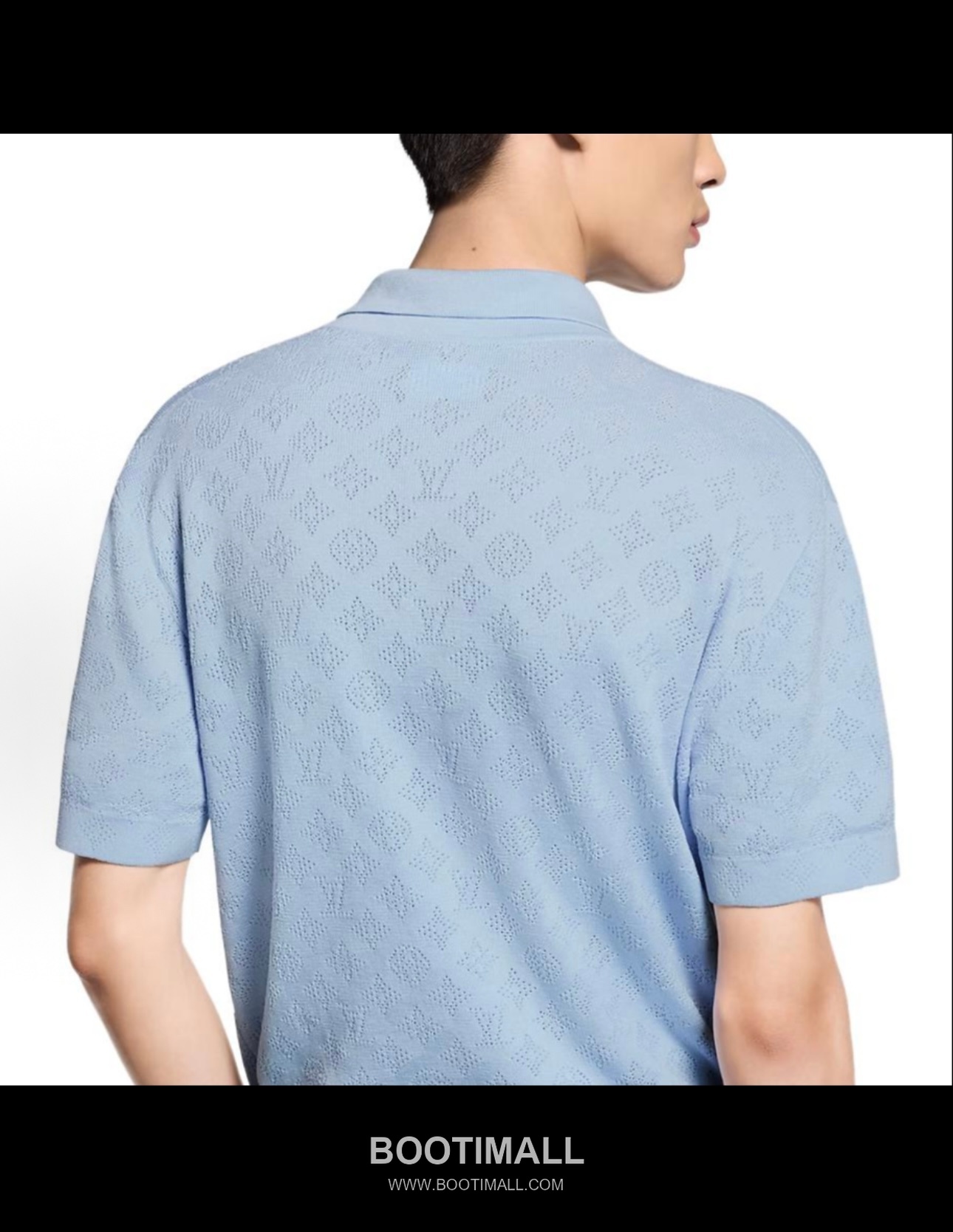 Louis Vuitton Monogram Mesh Polo Cotton Tencel Blend Lavender Blue Short Sleeve Knit 루이비통 모노그램 메쉬 폴로 코튼 텐셀 블렌드 라벤더 블루 반소매 니트 4