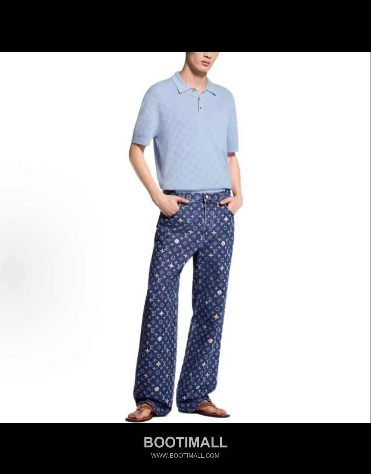 Louis Vuitton Monogram Mesh Polo Cotton Tencel Blend Lavender Blue Short Sleeve Knit 루이비통 모노그램 메쉬 폴로 코튼 텐셀 블렌드 라벤더 블루 반소매 니트 5