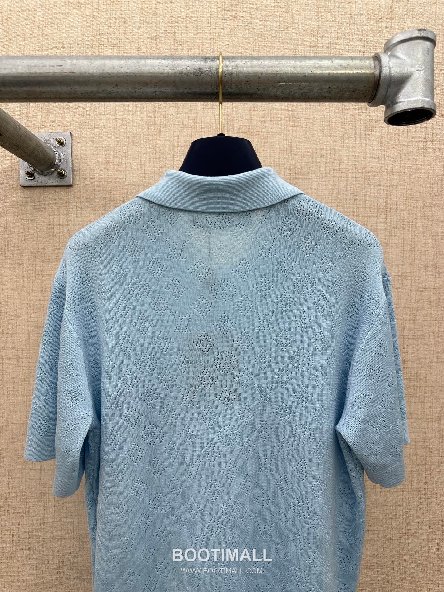 Louis Vuitton Monogram Mesh Polo Cotton Tencel Blend Lavender Blue Short Sleeve Knit 루이비통 모노그램 메쉬 폴로 코튼 텐셀 블렌드 라벤더 블루 반소매 니트 11