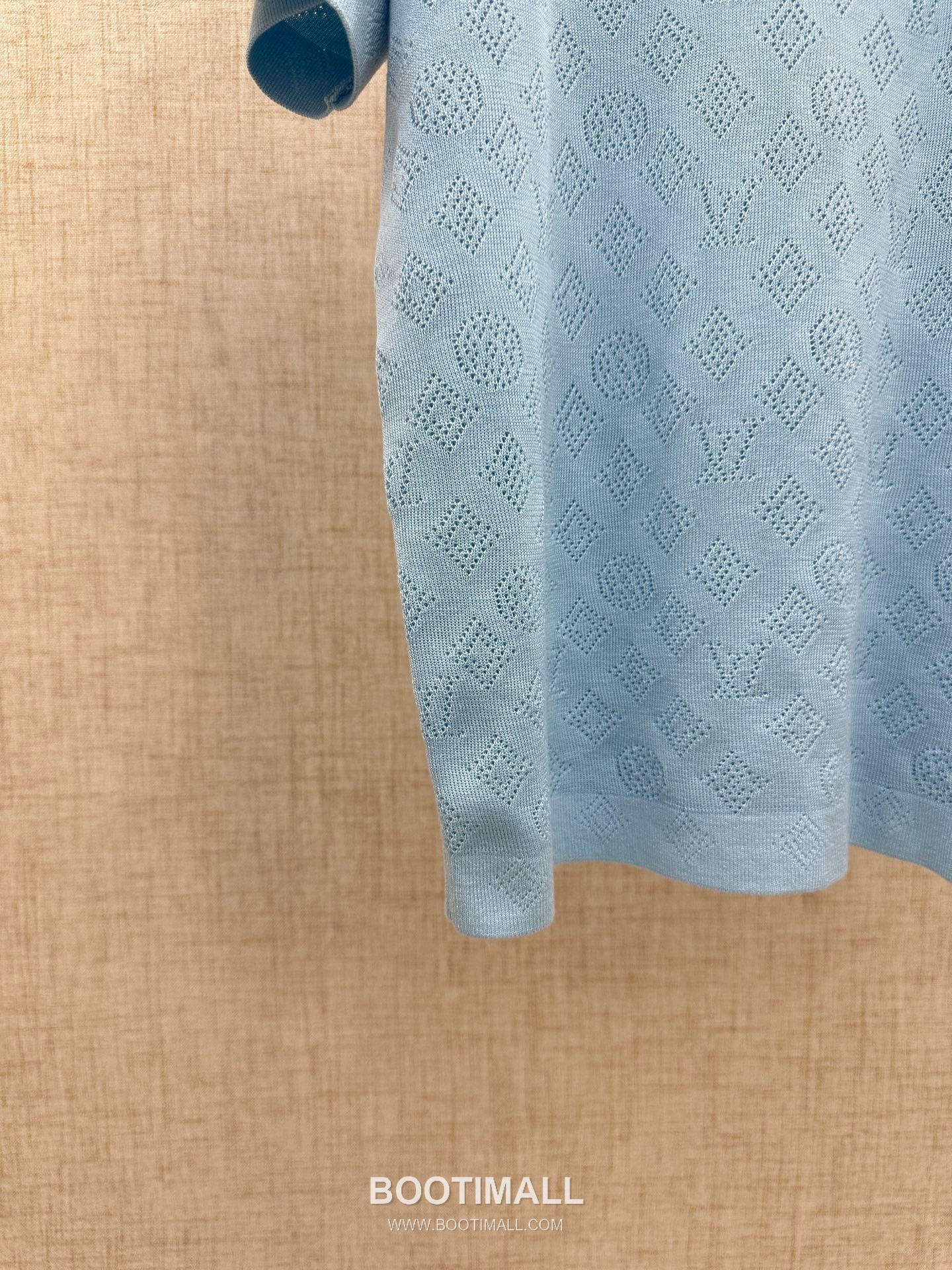 Louis Vuitton Monogram Mesh Polo Cotton Tencel Blend Lavender Blue Short Sleeve Knit 루이비통 모노그램 메쉬 폴로 코튼 텐셀 블렌드 라벤더 블루 반소매 니트 12
