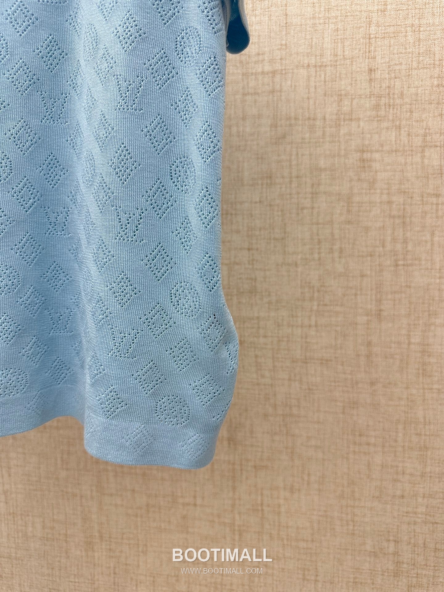 Louis Vuitton Monogram Mesh Polo Cotton Tencel Blend Lavender Blue Short Sleeve Knit 루이비통 모노그램 메쉬 폴로 코튼 텐셀 블렌드 라벤더 블루 반소매 니트 13