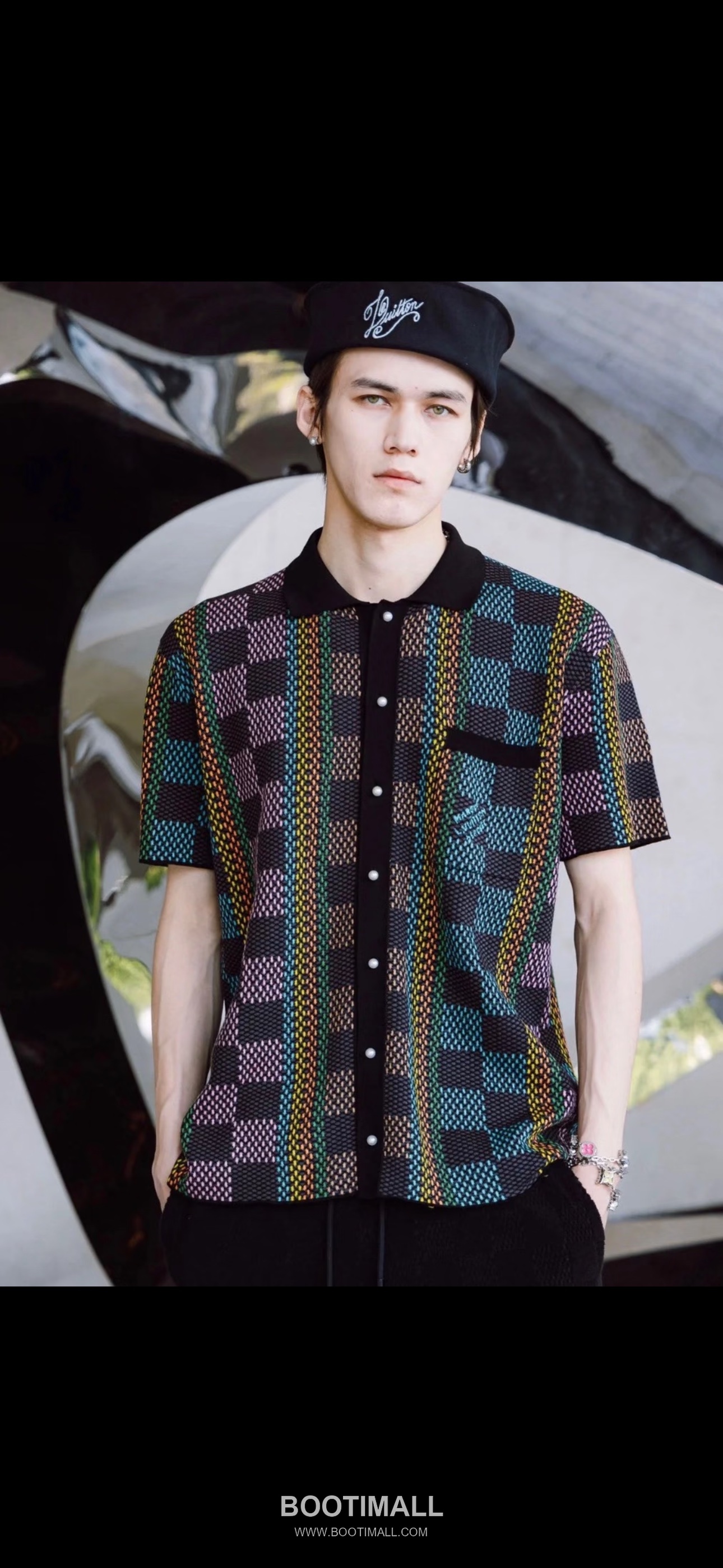 Louis Vuitton Damier Jacquard Short Cotton Black Shirt 루이비통 다미에 자카드 반팔 코튼 블랙 셔츠 4