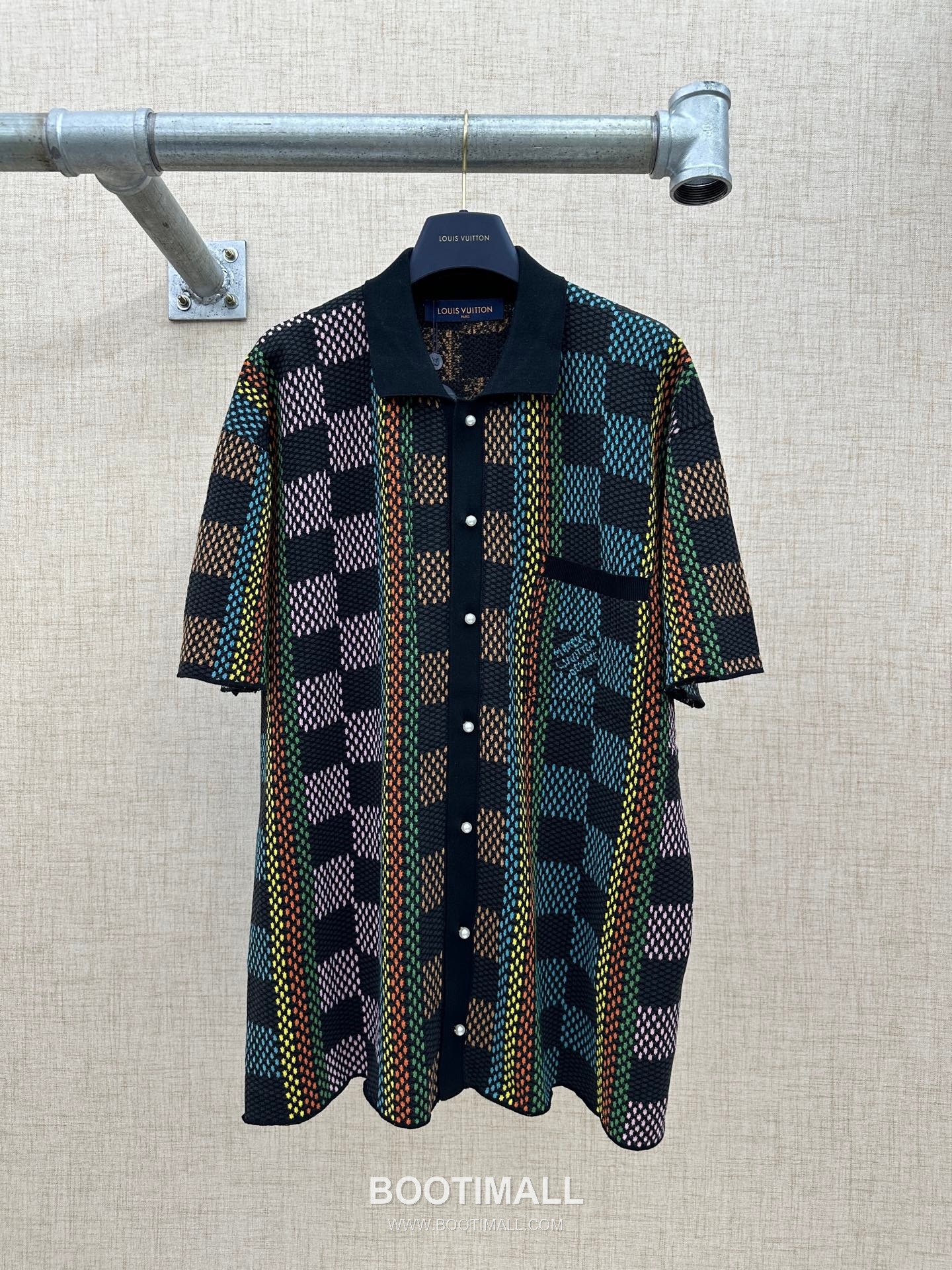 Louis Vuitton Damier Jacquard Short Cotton Black Shirt 루이비통 다미에 자카드 반팔 코튼 블랙 셔츠 7