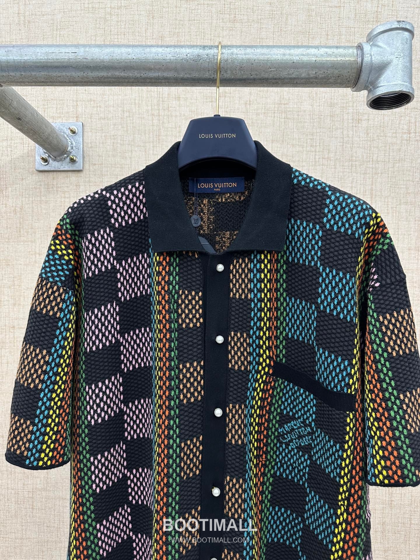 Louis Vuitton Damier Jacquard Short Cotton Black Shirt 루이비통 다미에 자카드 반팔 코튼 블랙 셔츠 9