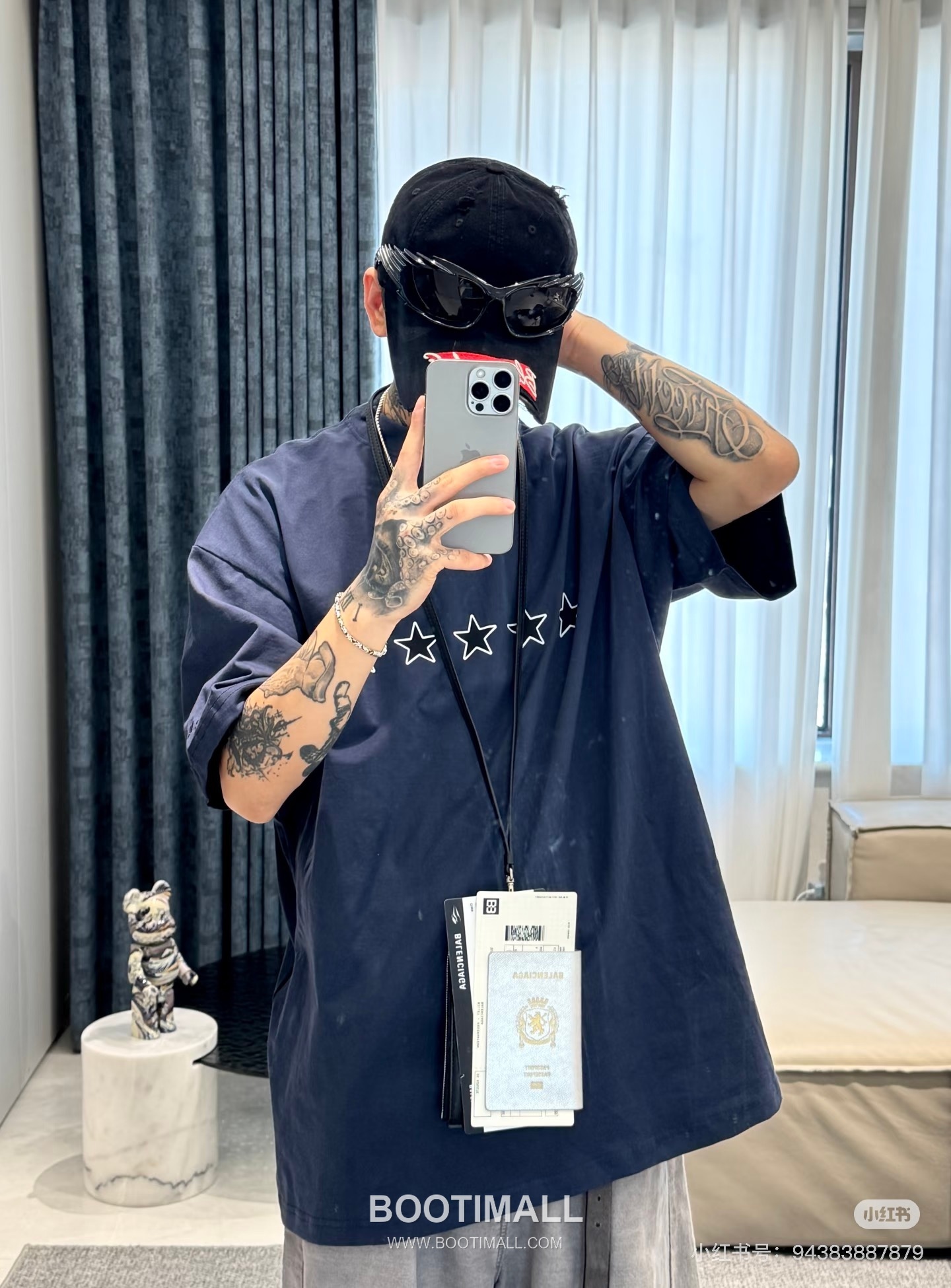 Balenciaga Star Embroidery Tee Cotton Blue T-Shirt 발렌시아가 스타 자수 티 코튼 블루 반팔 티셔츠 6