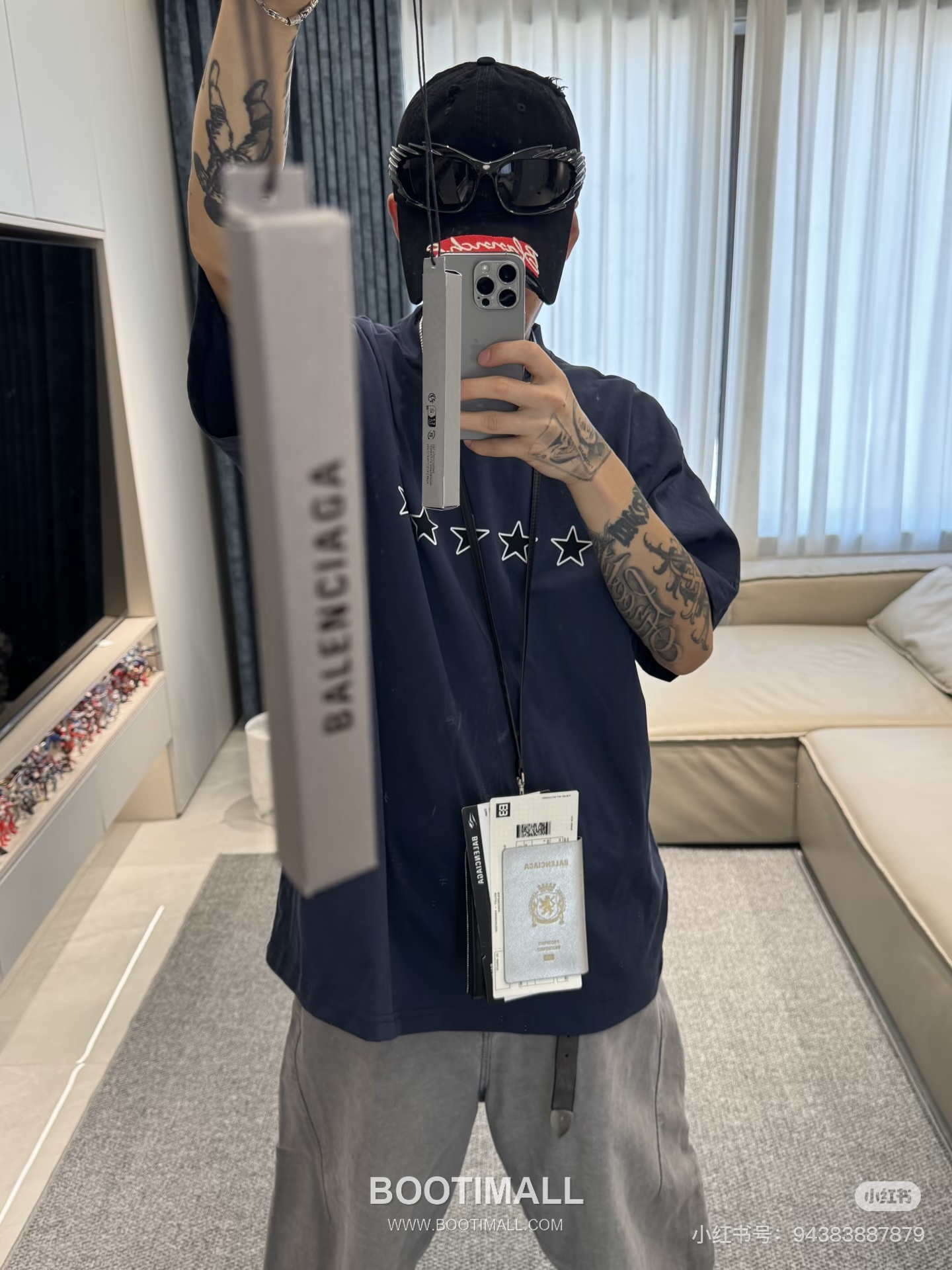 Balenciaga Star Embroidery Tee Cotton Blue T-Shirt 발렌시아가 스타 자수 티 코튼 블루 반팔 티셔츠 9