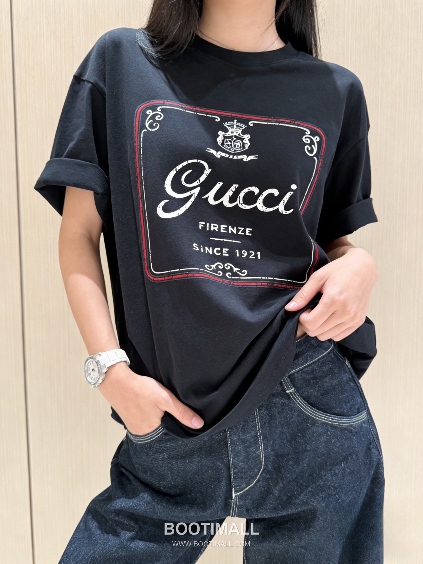 Gucci Crown 1921 Logo Tee Cotton White T-Shirt 구찌 크라운 1921 로고 티 코튼 화이트 반소매 티셔츠 3