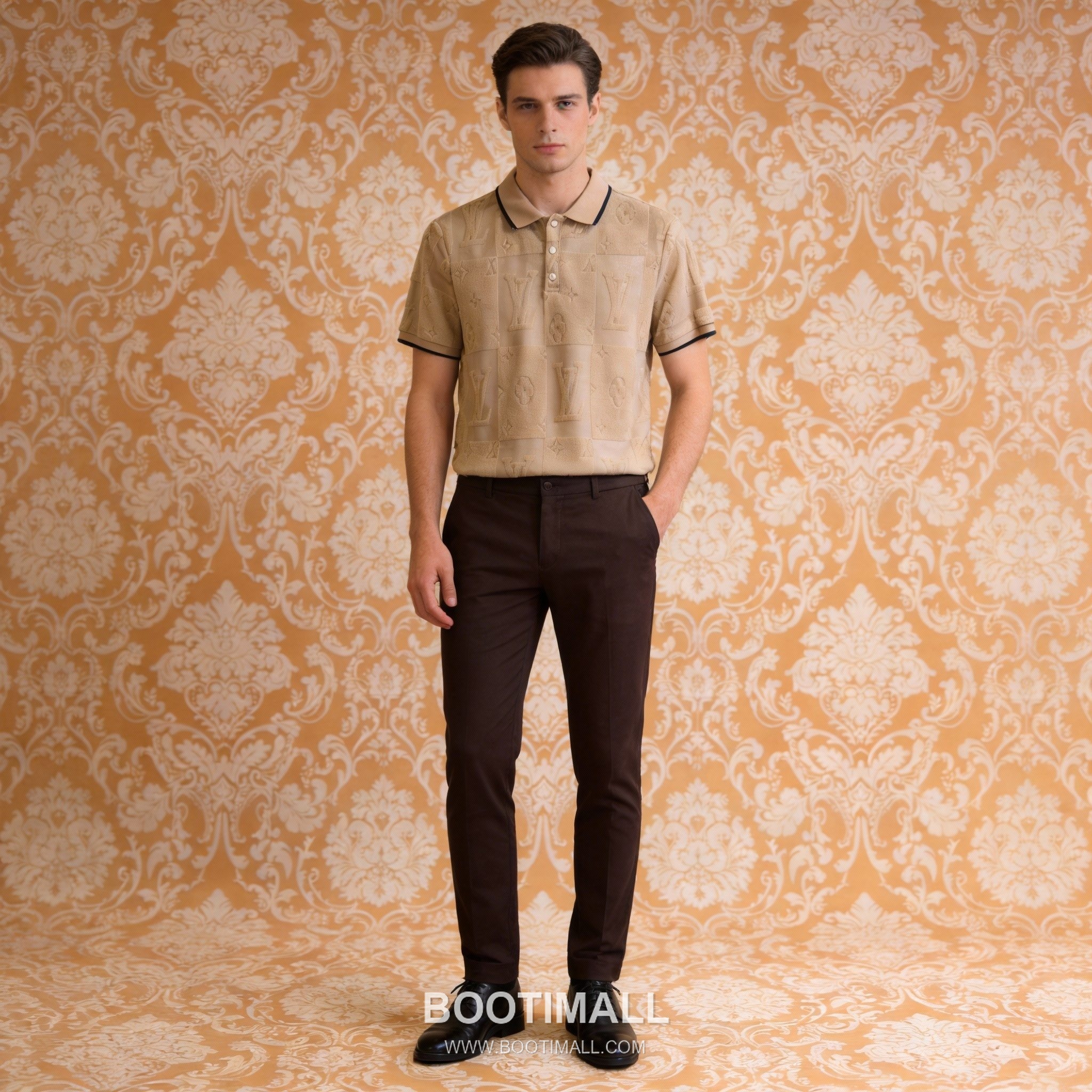 Louis Vuitton DG Jacquard Knit Polo White Polo Shirt 루이비통 DG 자카드 니트 폴로 화이트 폴로 셔츠 1