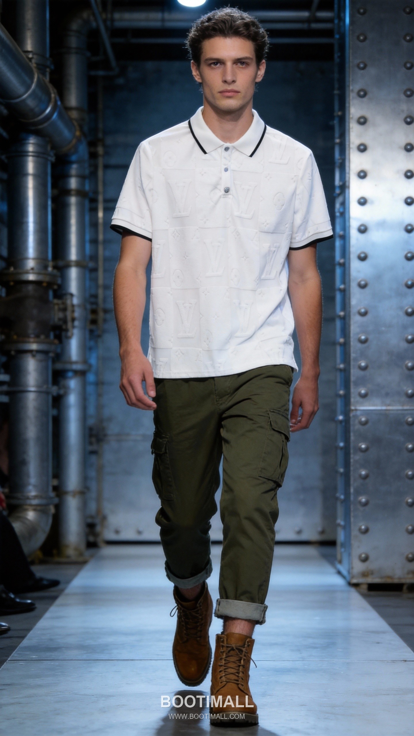 Louis Vuitton DG Jacquard Knit Polo White Polo Shirt 루이비통 DG 자카드 니트 폴로 화이트 폴로 셔츠 1