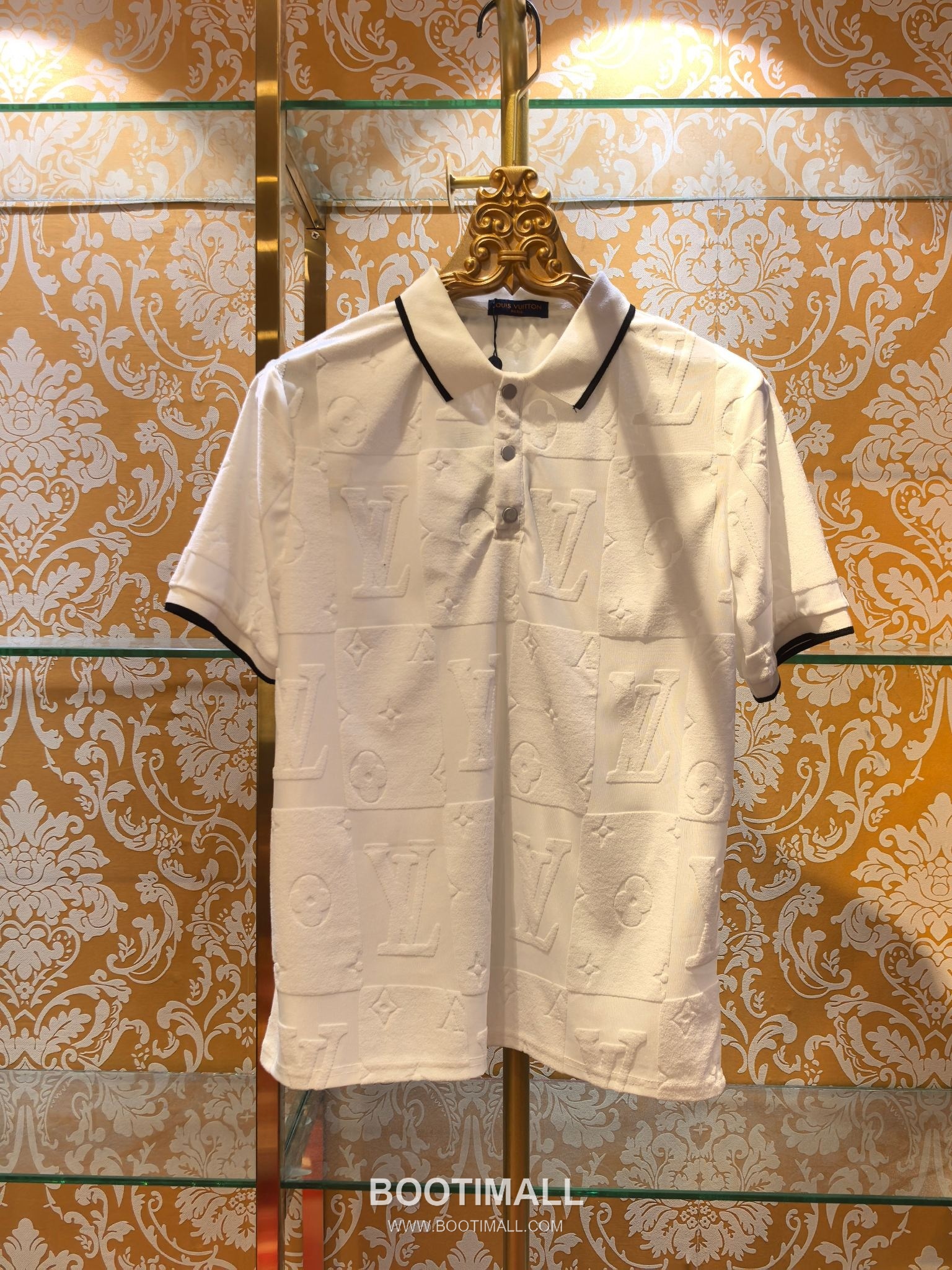 Louis Vuitton DG Jacquard Knit Polo White Polo Shirt 루이비통 DG 자카드 니트 폴로 화이트 폴로 셔츠 3