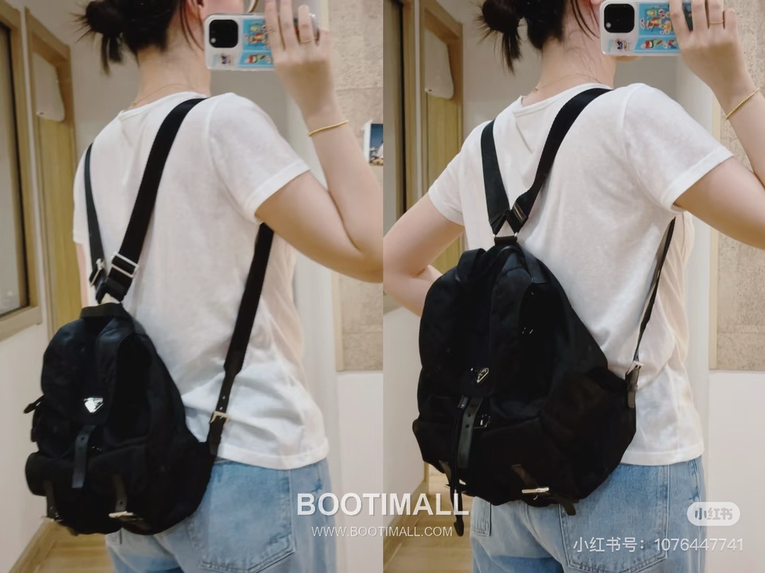 Prada Classic Parachute Backpack Parachute Nylon and Cross-Grain Calfskin 프라다 클래식 패러슈트 백팩 패러슈트 나일론 크로스그레인 카프스킨 32cm 2