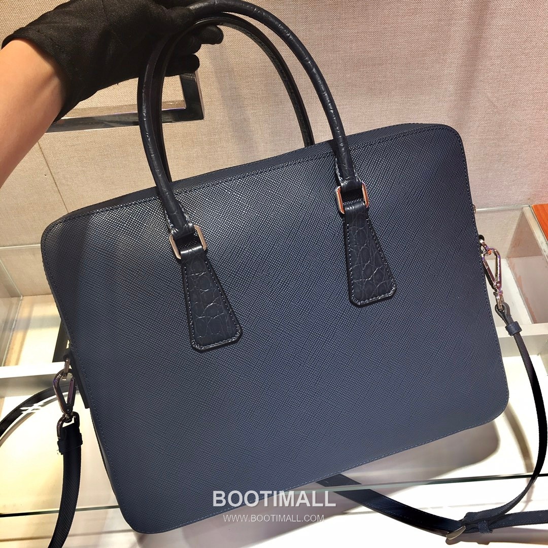 Prada Saffiano Briefcase Saffiano Leather with Crocodile Trim 프라다 2VE368 사피아노 브리프케이스 사피아노 레더 크로커다일 트리밍 36cm 5