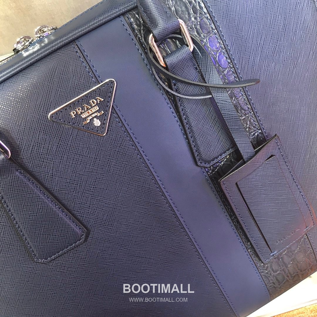 Prada Saffiano Croc Trim Briefcase Saffiano Leather with Crocodile Trim 프라다 2VE011 사피아노 크록 트림 브리프케이스 사피아노 레더 크로커다일 트림 36cm 5