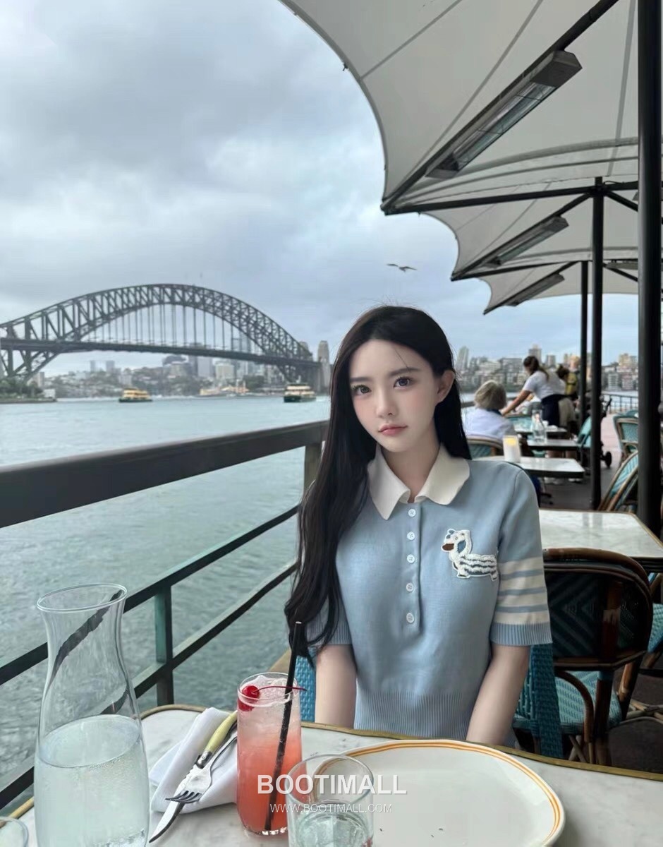 Thom Browne Lion Dog Collar Polo Knit Cotton Light Blue Polo Shirt 톰브라운 사자견 카라 폴로 니트 코튼 라이트 블루 폴로 셔츠 92cm 2