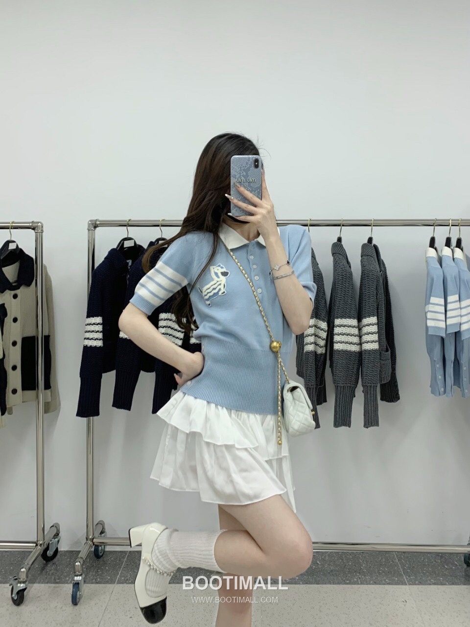 Thom Browne Lion Dog Collar Polo Knit Cotton Light Blue Polo Shirt 톰브라운 사자견 카라 폴로 니트 코튼 라이트 블루 폴로 셔츠 92cm 8