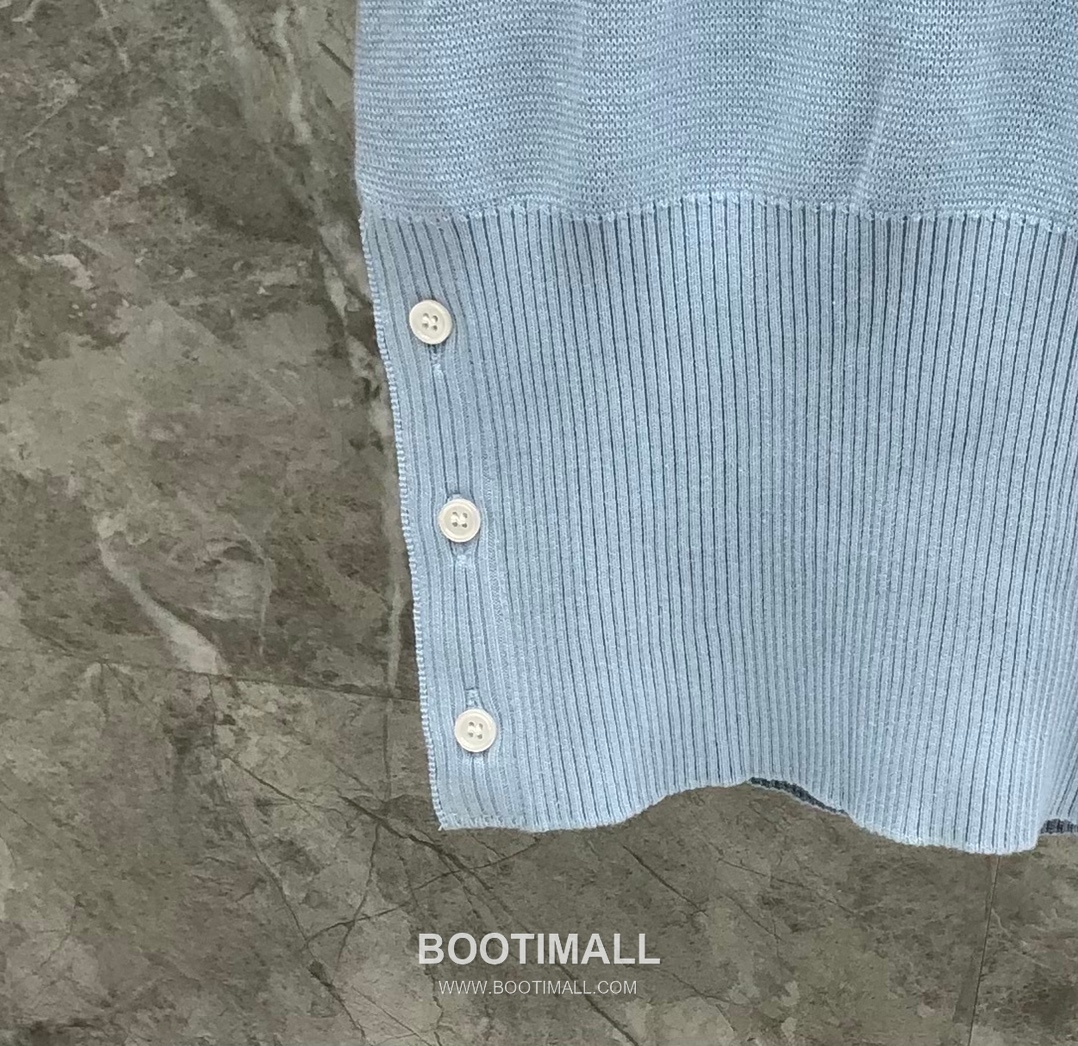 Thom Browne Lion Dog Collar Polo Knit Cotton Light Blue Polo Shirt 톰브라운 사자견 카라 폴로 니트 코튼 라이트 블루 폴로 셔츠 92cm 17