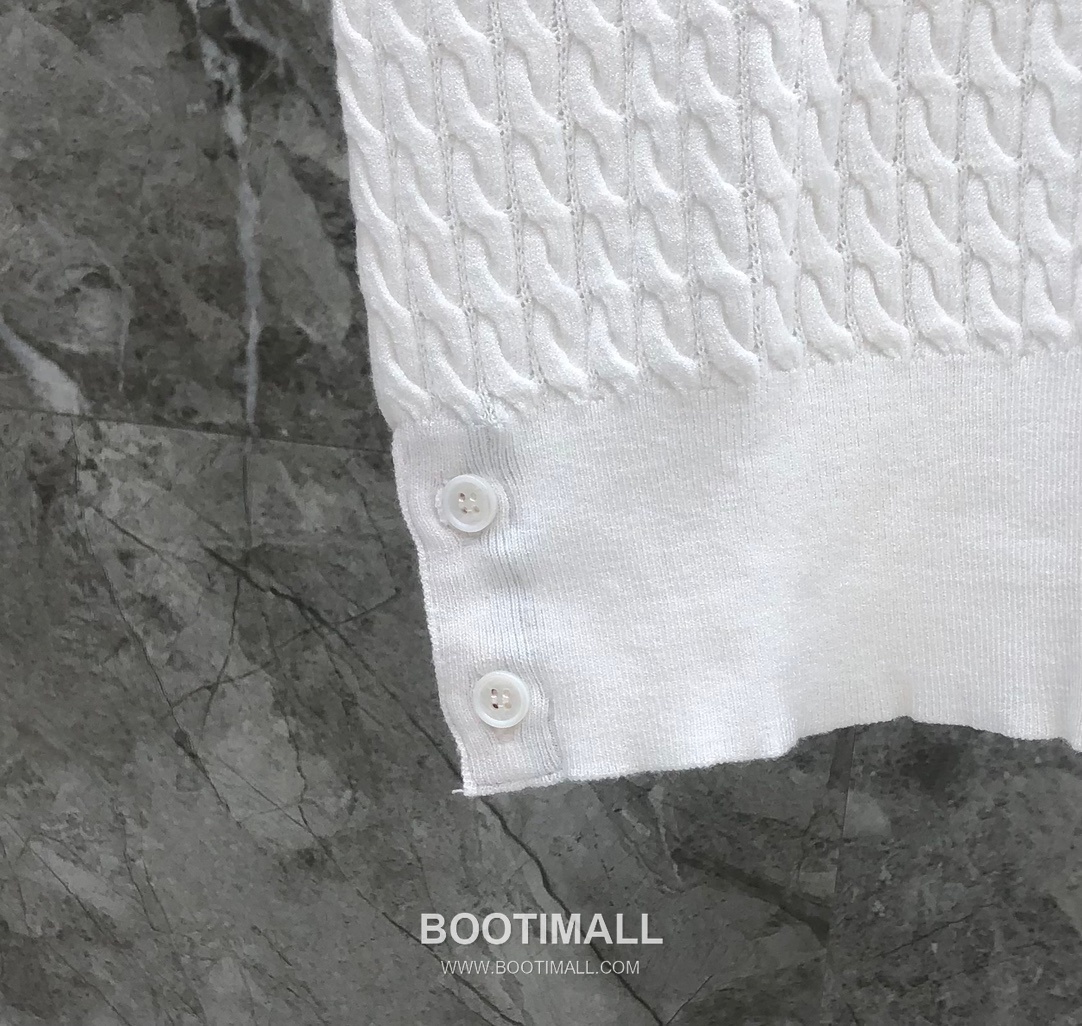 Thom Browne Cable Knit Four Bar Polo Wool Blend Knit White Polo Shirt 톰브라운 케이블 니트 포바 폴로 울 블렌드 니트 화이트 폴로 셔츠 69cm 10