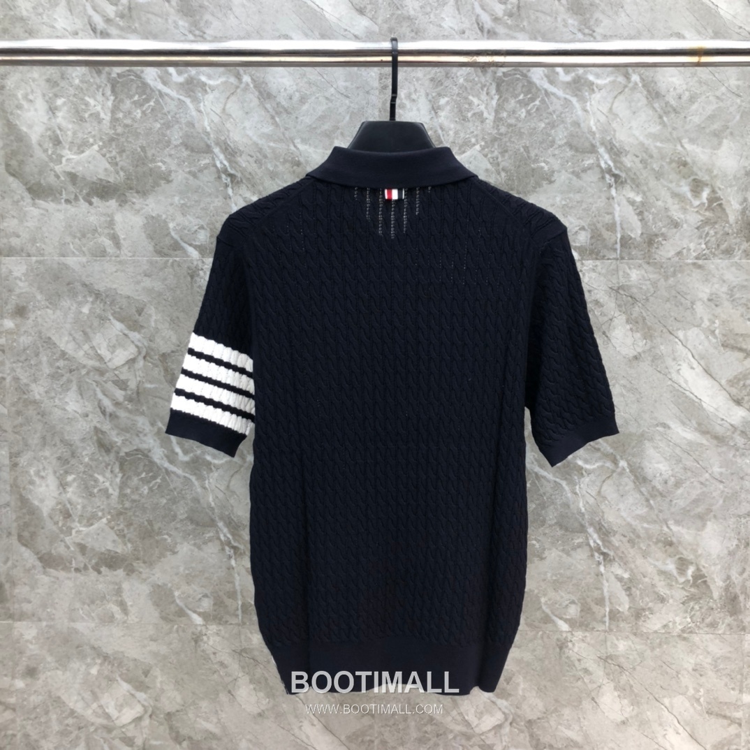 Thom Browne Cable Knit Four Bar Polo Wool Blend Knit White Polo Shirt 톰브라운 케이블 니트 포바 폴로 울 블렌드 니트 화이트 폴로 셔츠 69cm 2