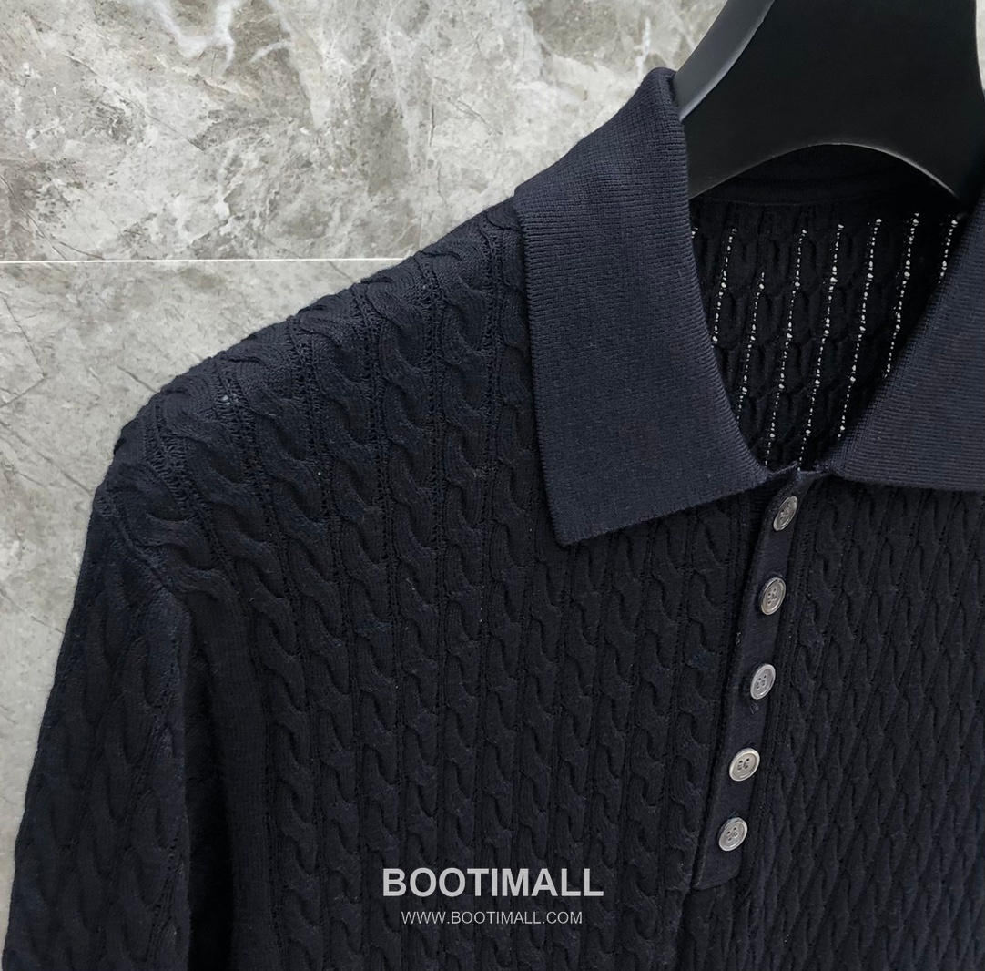 Thom Browne Cable Knit Four Bar Polo Wool Blend Knit White Polo Shirt 톰브라운 케이블 니트 포바 폴로 울 블렌드 니트 화이트 폴로 셔츠 69cm 3