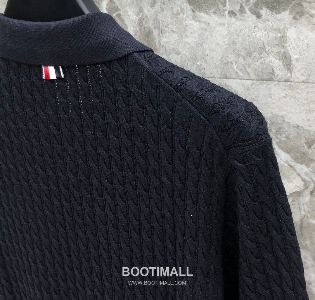 Thom Browne Cable Knit Four Bar Polo Wool Blend Knit White Polo Shirt 톰브라운 케이블 니트 포바 폴로 울 블렌드 니트 화이트 폴로 셔츠 69cm 6