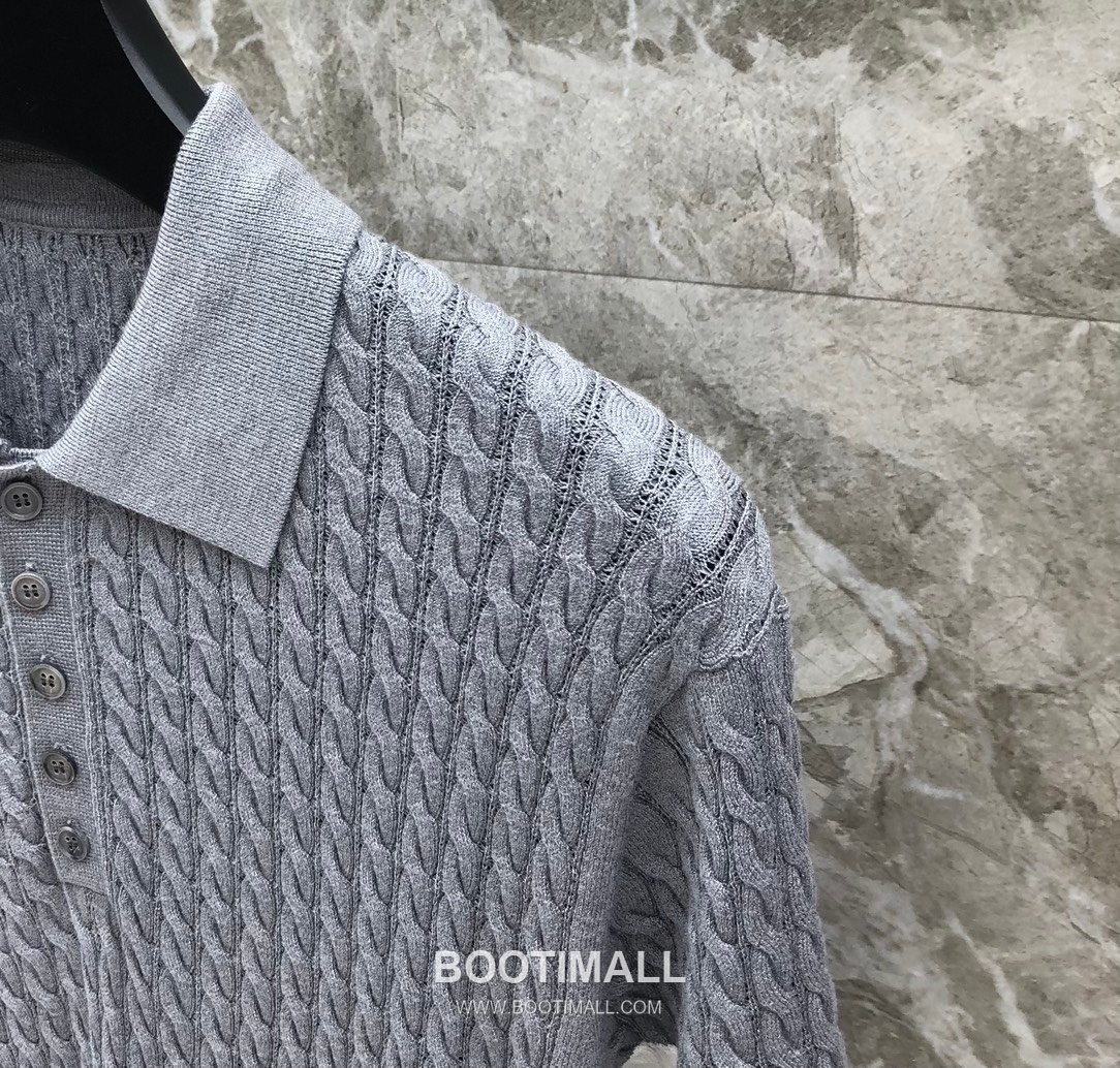 Thom Browne Cable Knit Four Bar Polo Wool Blend Knit White Polo Shirt 톰브라운 케이블 니트 포바 폴로 울 블렌드 니트 화이트 폴로 셔츠 69cm 3