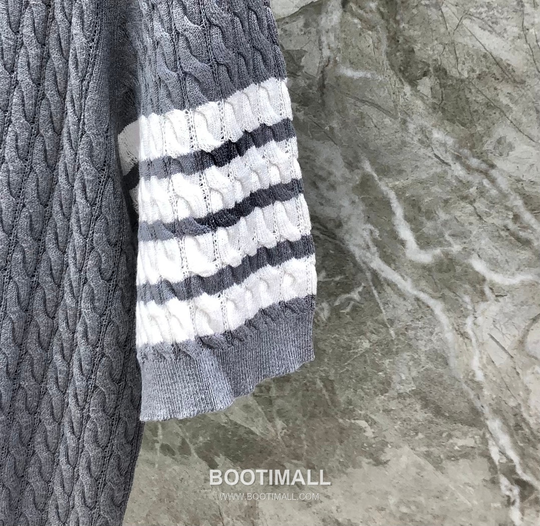 Thom Browne Cable Knit Four Bar Polo Wool Blend Knit White Polo Shirt 톰브라운 케이블 니트 포바 폴로 울 블렌드 니트 화이트 폴로 셔츠 69cm 6