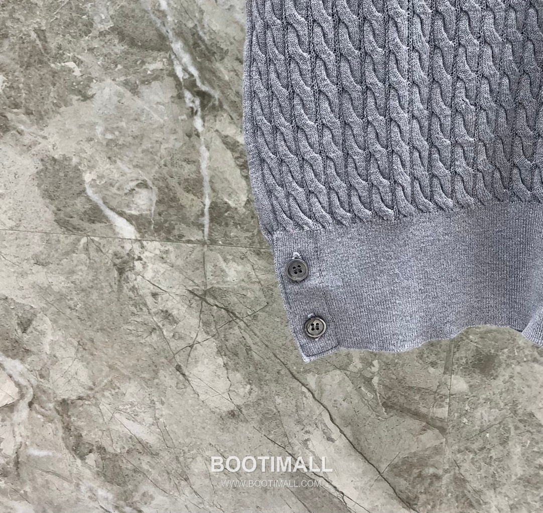 Thom Browne Cable Knit Four Bar Polo Wool Blend Knit White Polo Shirt 톰브라운 케이블 니트 포바 폴로 울 블렌드 니트 화이트 폴로 셔츠 69cm 7