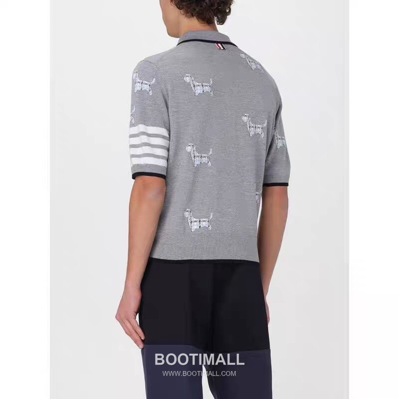 Thom Browne Jacquard Dog Collar Polo Knitted Cotton Gray Polo Shirt 톰브라운 자카드 도그 카라 폴로 니트 코튼 그레이 폴로 셔츠 69cm 3