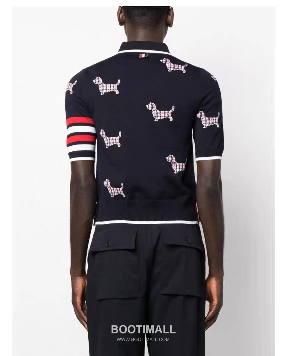 Thom Browne Jacquard Dog Collar Polo Knitted Cotton Gray Polo Shirt 톰브라운 자카드 도그 카라 폴로 니트 코튼 그레이 폴로 셔츠 69cm 6