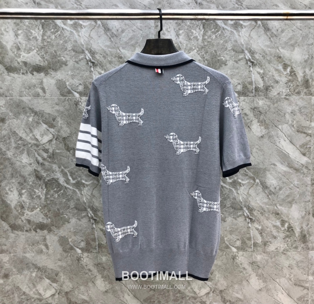 Thom Browne Jacquard Dog Collar Polo Knitted Cotton Gray Polo Shirt 톰브라운 자카드 도그 카라 폴로 니트 코튼 그레이 폴로 셔츠 69cm 8