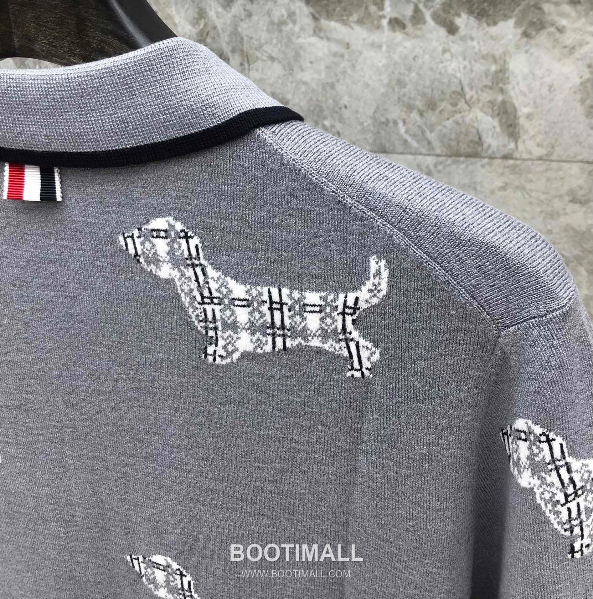 Thom Browne Jacquard Dog Collar Polo Knitted Cotton Gray Polo Shirt 톰브라운 자카드 도그 카라 폴로 니트 코튼 그레이 폴로 셔츠 69cm 10