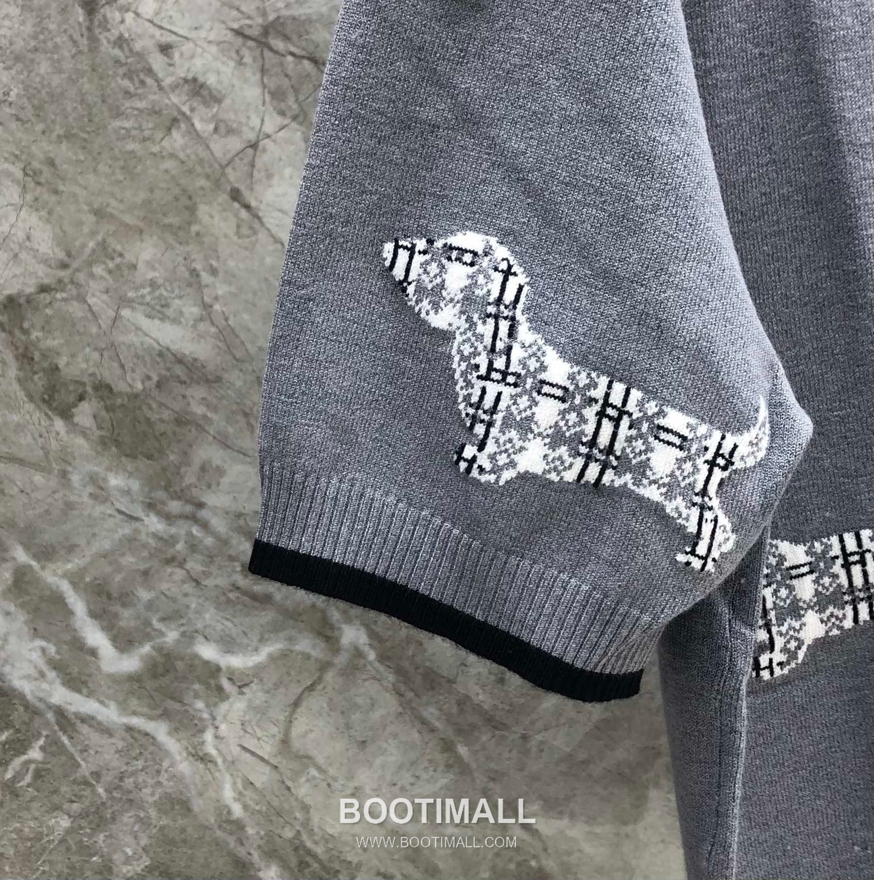 Thom Browne Jacquard Dog Collar Polo Knitted Cotton Gray Polo Shirt 톰브라운 자카드 도그 카라 폴로 니트 코튼 그레이 폴로 셔츠 69cm 12