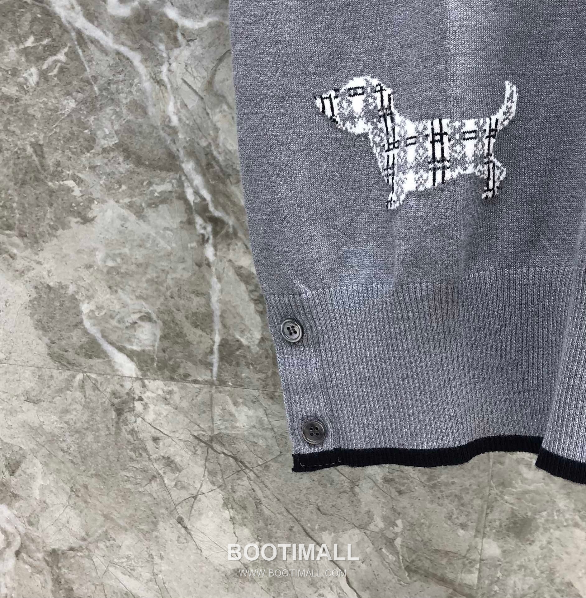 Thom Browne Jacquard Dog Collar Polo Knitted Cotton Gray Polo Shirt 톰브라운 자카드 도그 카라 폴로 니트 코튼 그레이 폴로 셔츠 69cm 13