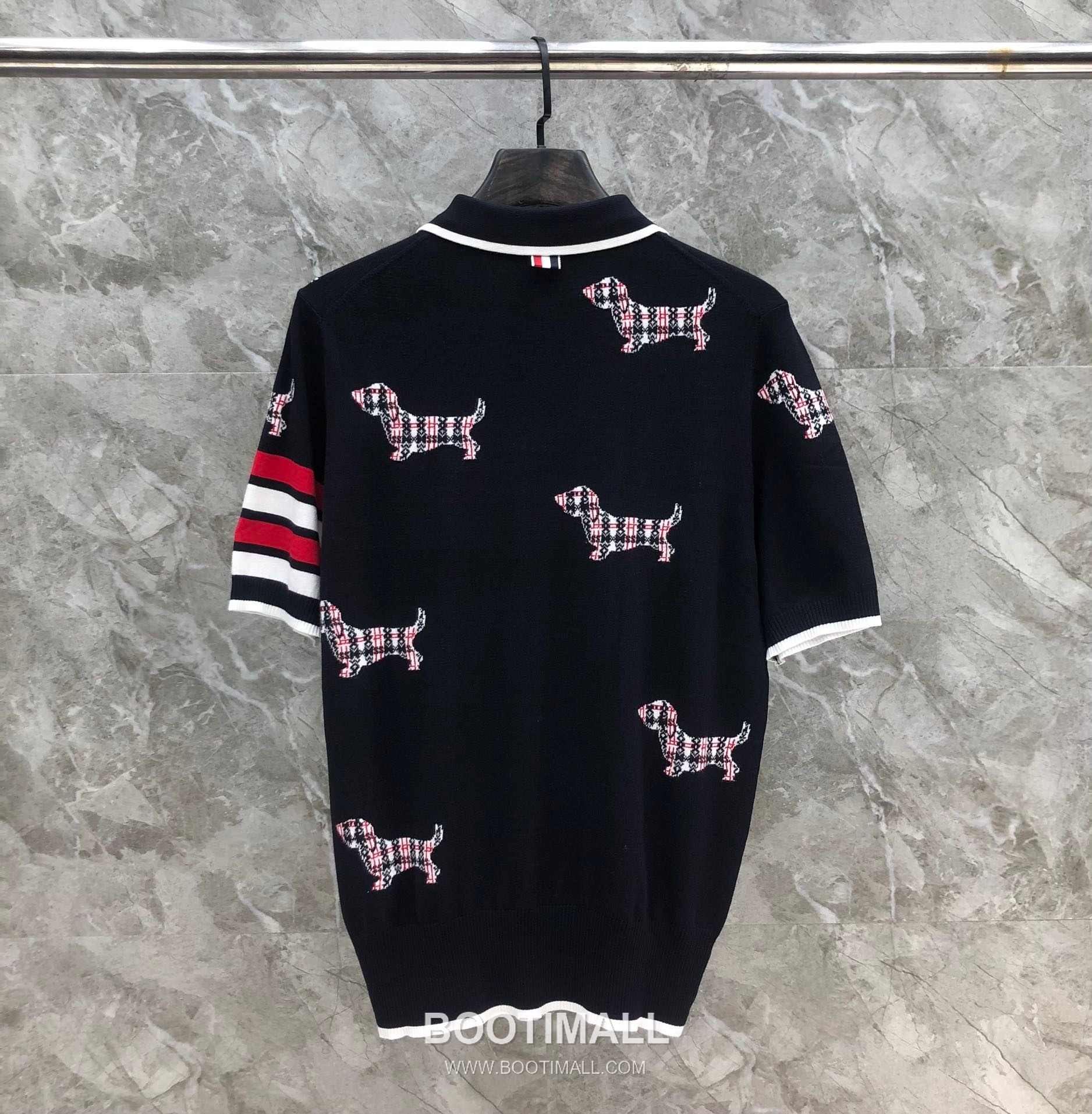 Thom Browne Jacquard Dog Collar Polo Knitted Cotton Gray Polo Shirt 톰브라운 자카드 도그 카라 폴로 니트 코튼 그레이 폴로 셔츠 69cm 2